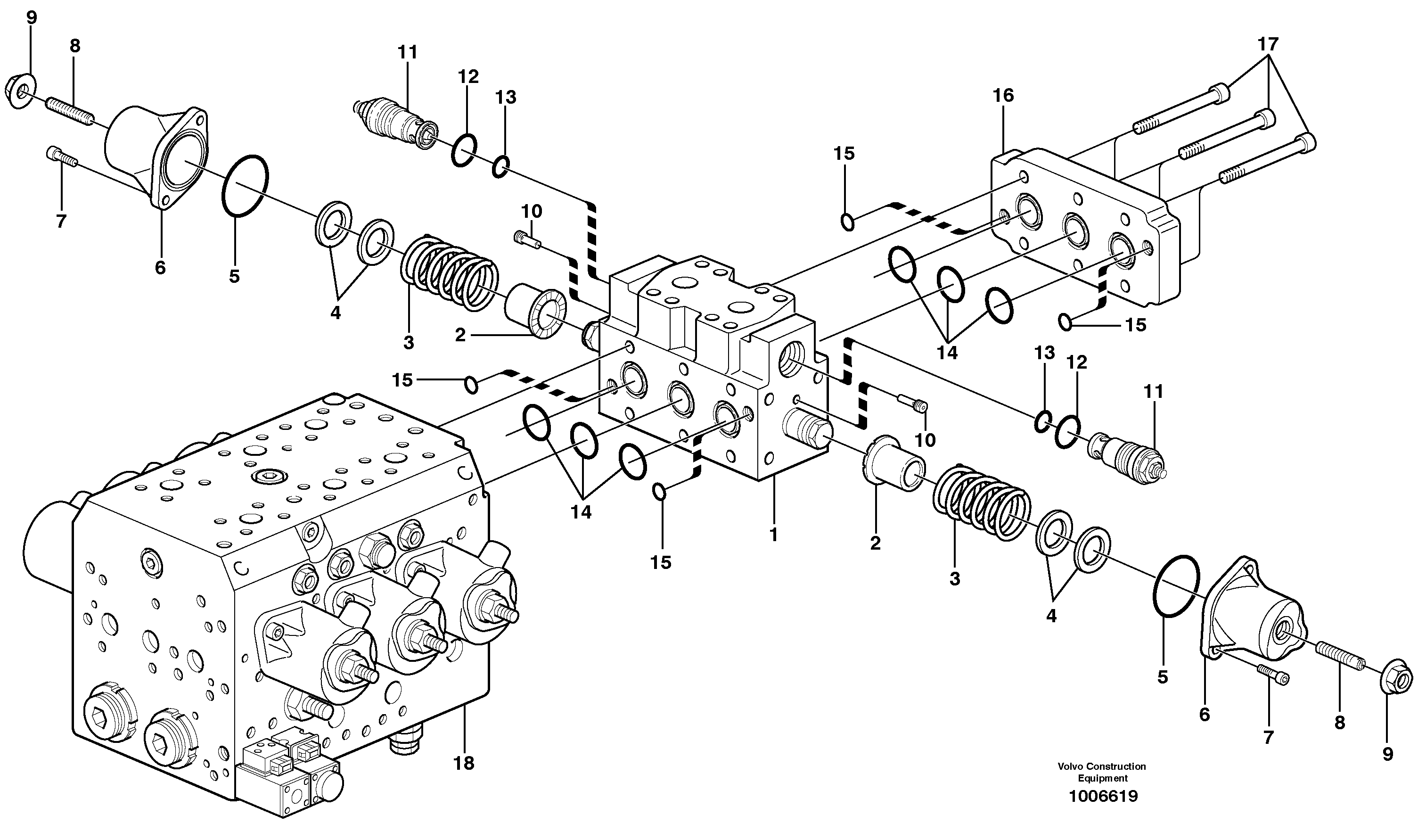 Схема запчастей Volvo EW180B - 4853 Hydraulic valve, X1 EW180B