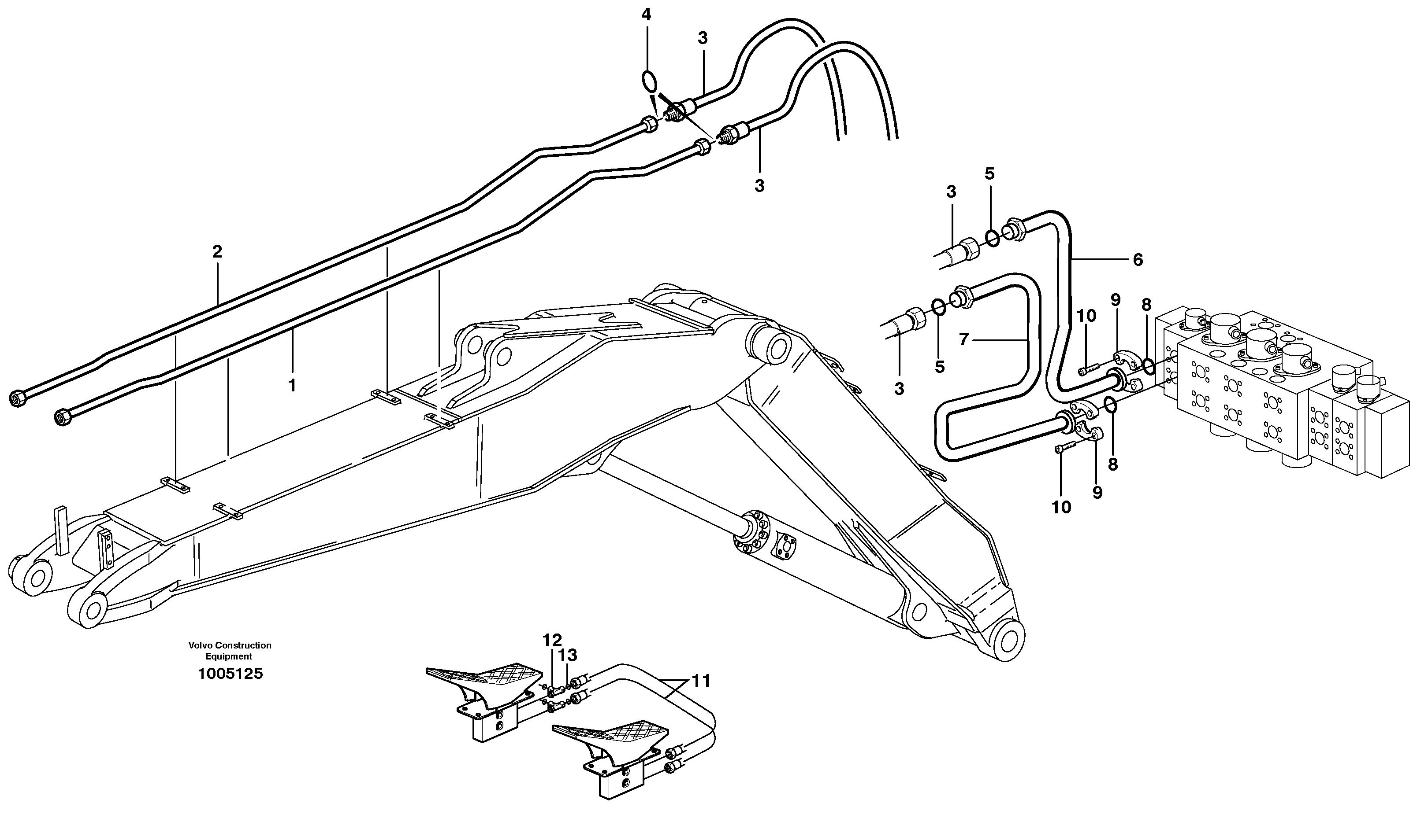 Схема запчастей Volvo EW180B - 4236 Hydr. equipm. on adjustable boom, X1 EW180B