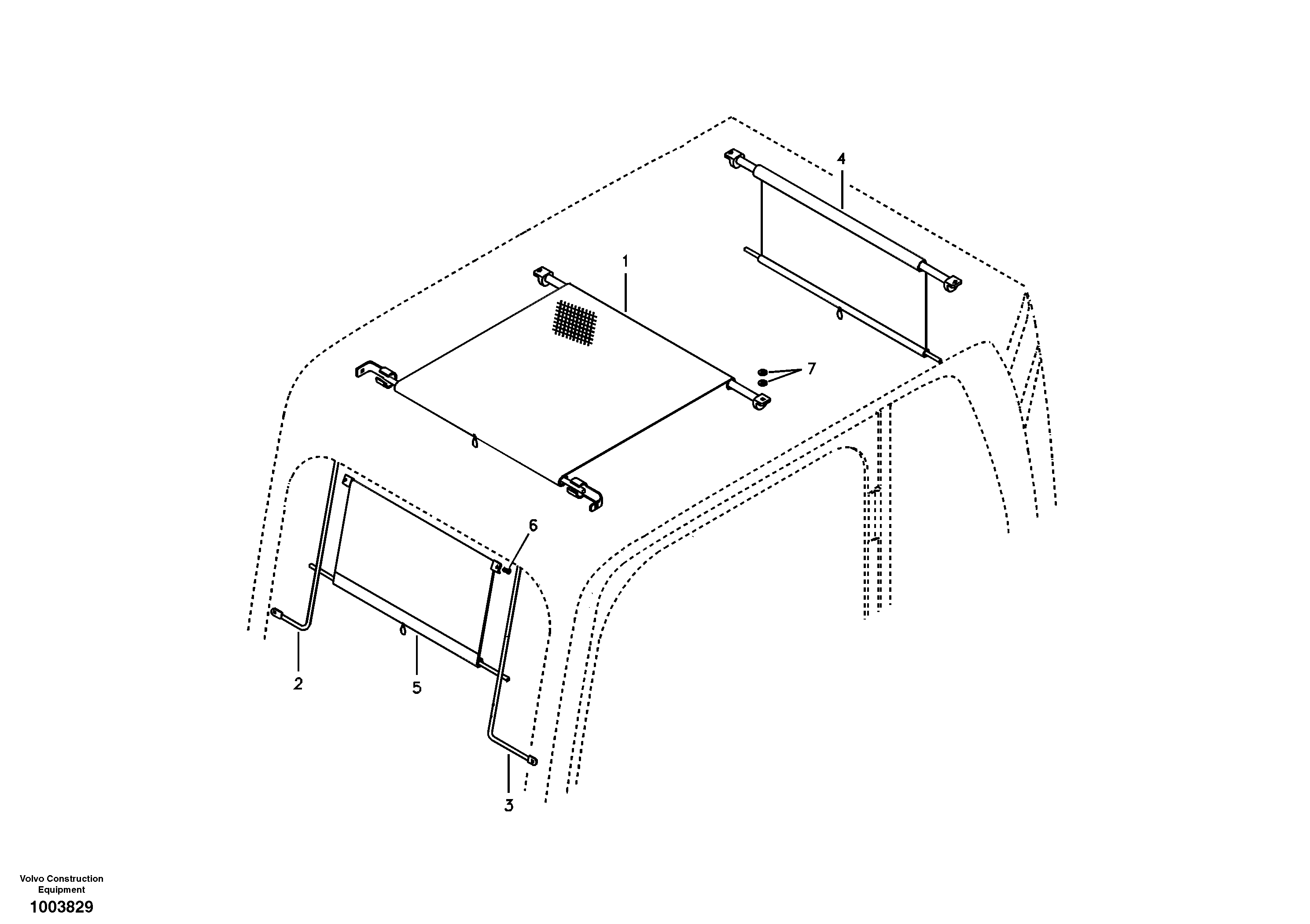 Схема запчастей Volvo EC330B - 15976 Sun visor interior EC330B SER NO INT 10713- EU&NA 80001-