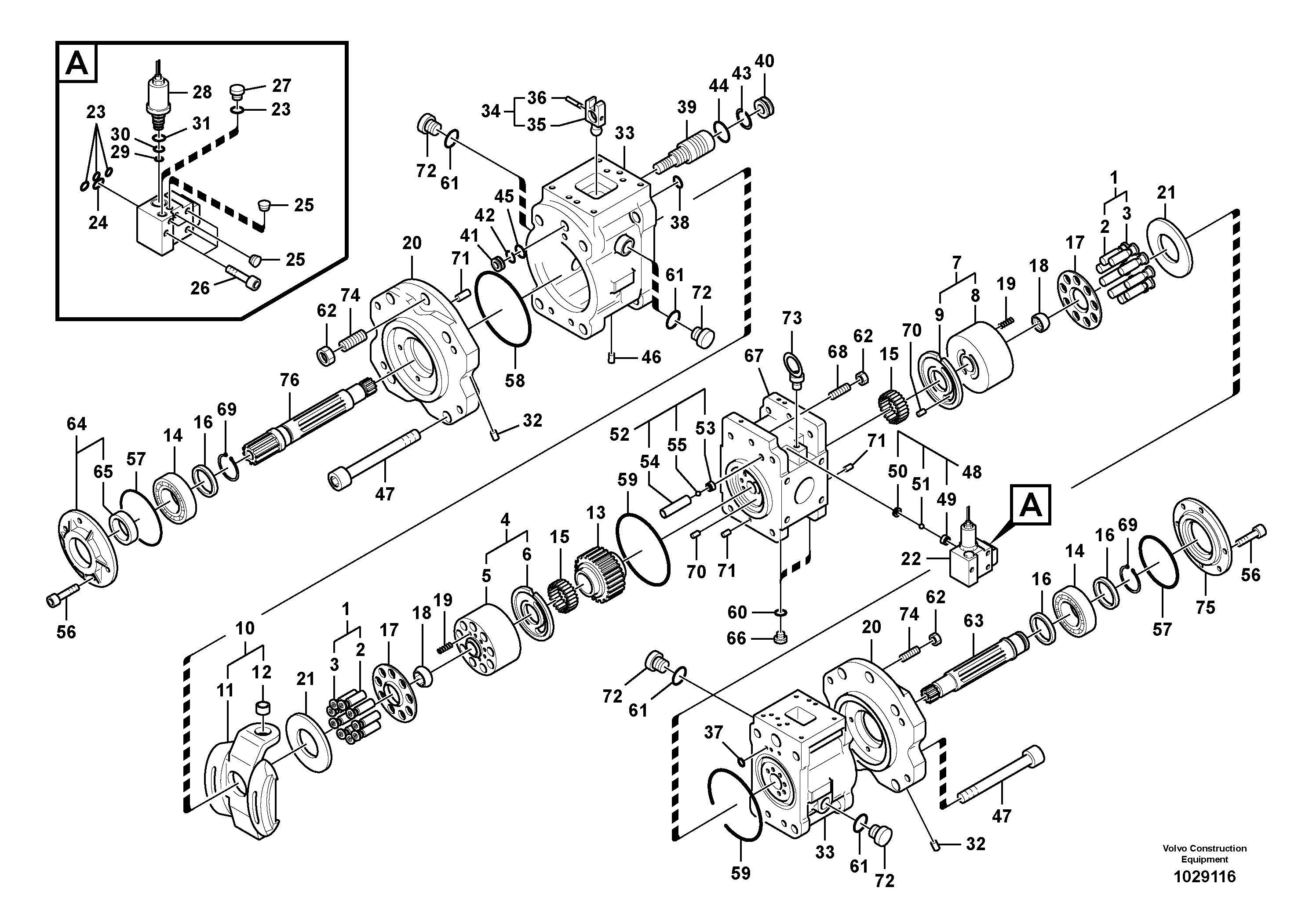 Схема запчастей Volvo EC330B - 97500 Гидронасос (основной насос) EC330B SER NO INT 10713- EU&NA 80001-
