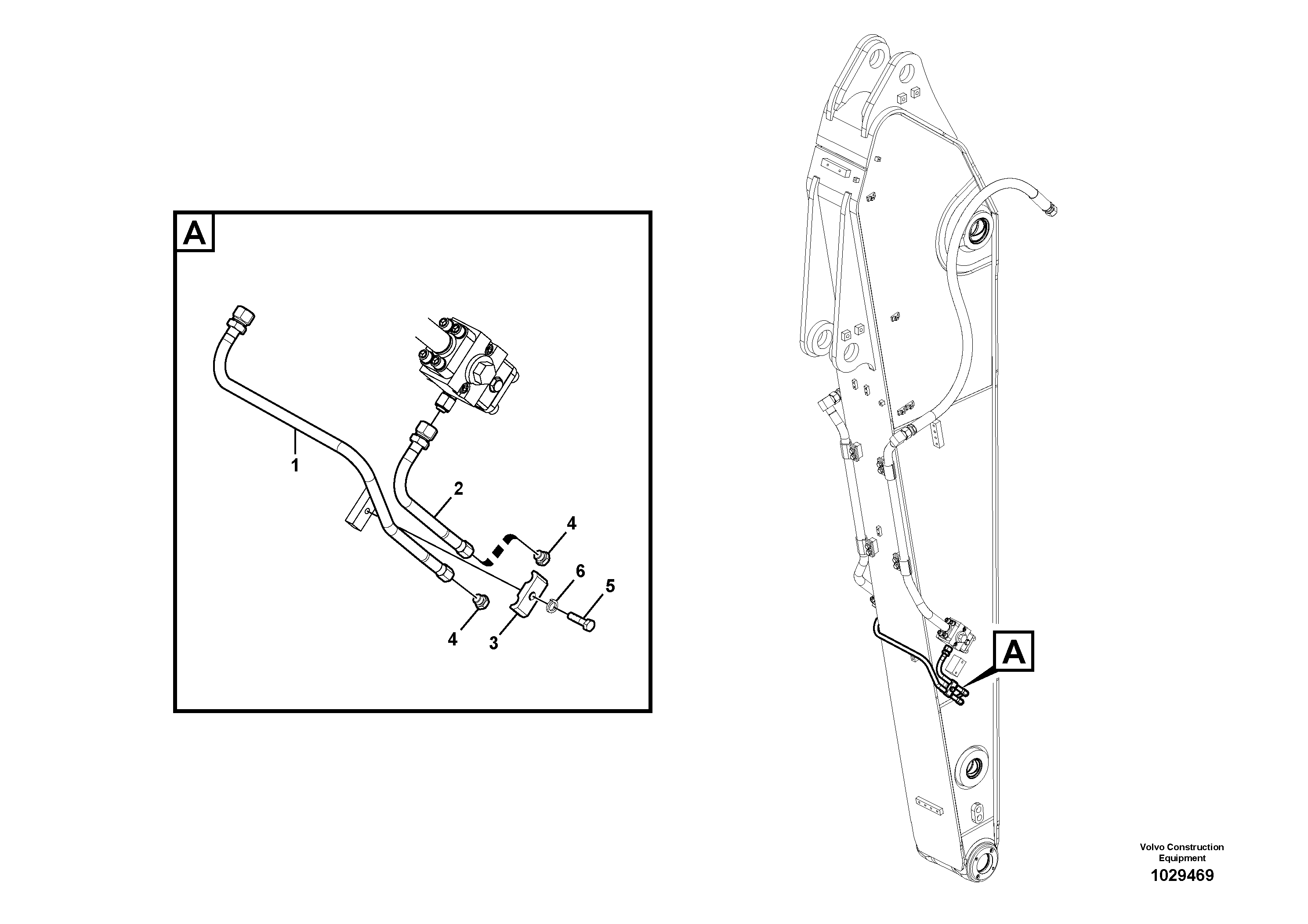 Схема запчастей Volvo EC330B - 56970 Working hydraulic, slope and rotator on dipper arm EC330B SER NO INT 10713- EU&NA 80001-