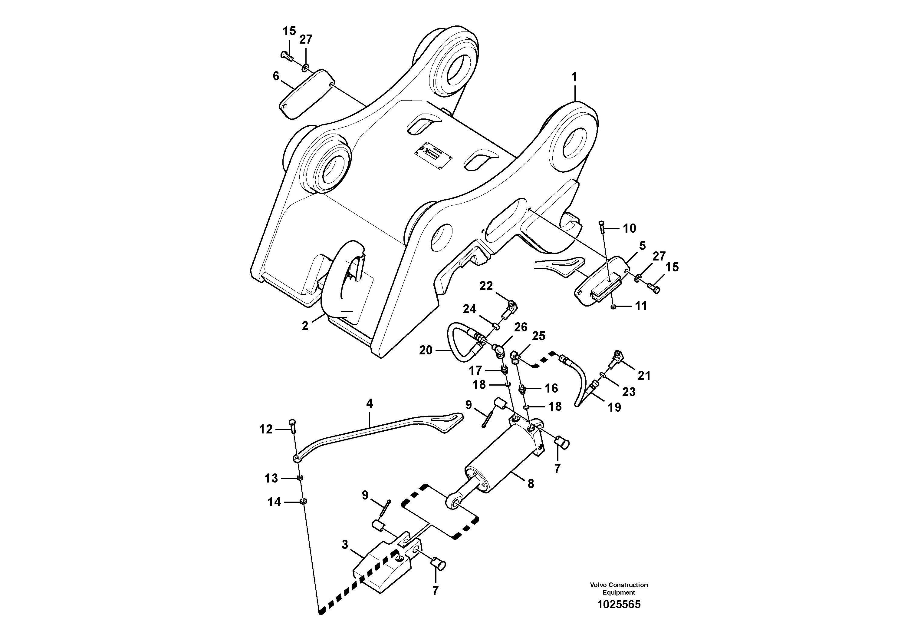 Схема запчастей Volvo EC330B - 105574 Attachment bracket, quickfit EC330B SER NO INT 10713- EU&NA 80001-