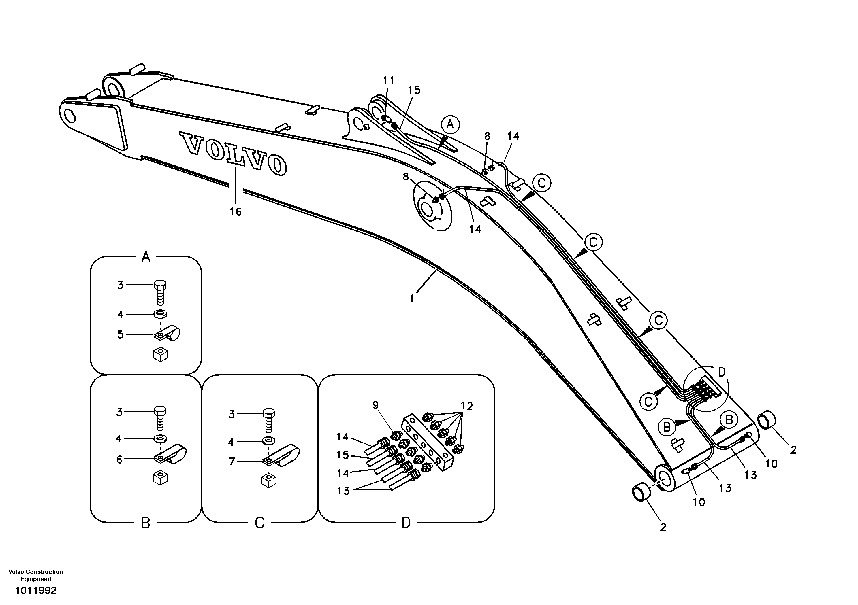 Схема запчастей Volvo EC330B - 14101 Boom and grease piping EC330B SER NO INT 10713- EU&NA 80001-