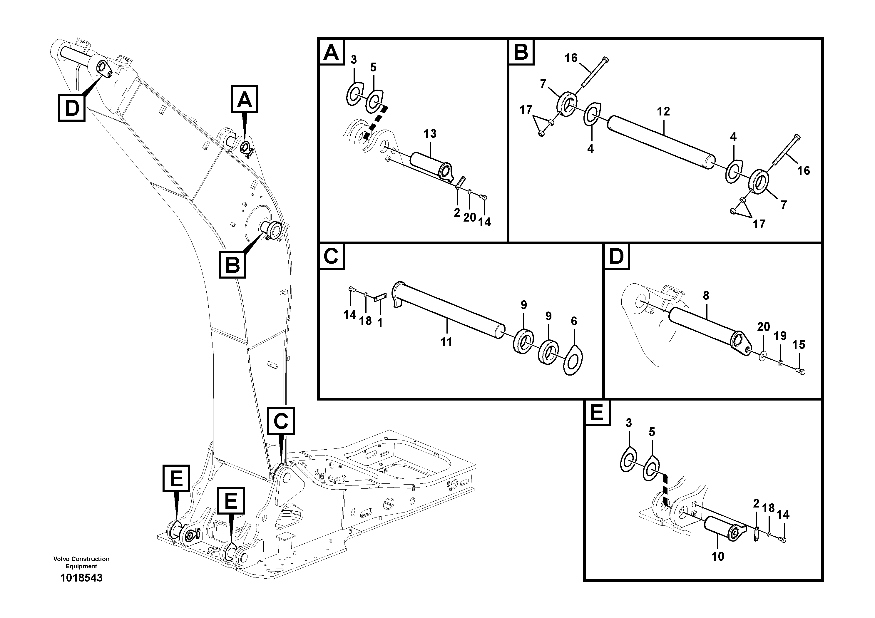 Схема запчастей Volvo EC330B - 60533 Links to boom EC330B SER NO INT 10713- EU&NA 80001-