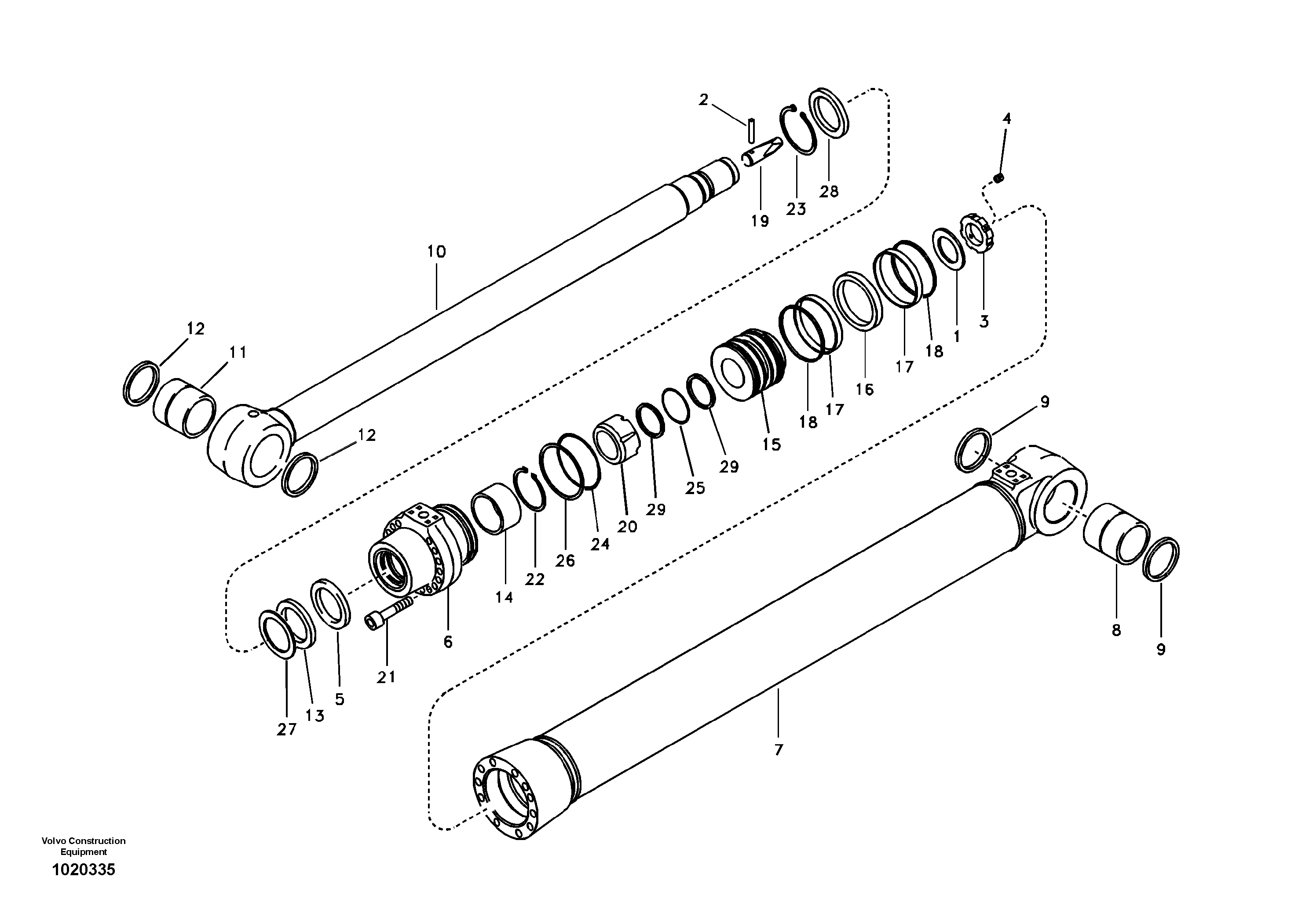 Схема запчастей Volvo EC330B - 89555 Dipper arm cylinder EC330B SER NO INT 10713- EU&NA 80001-