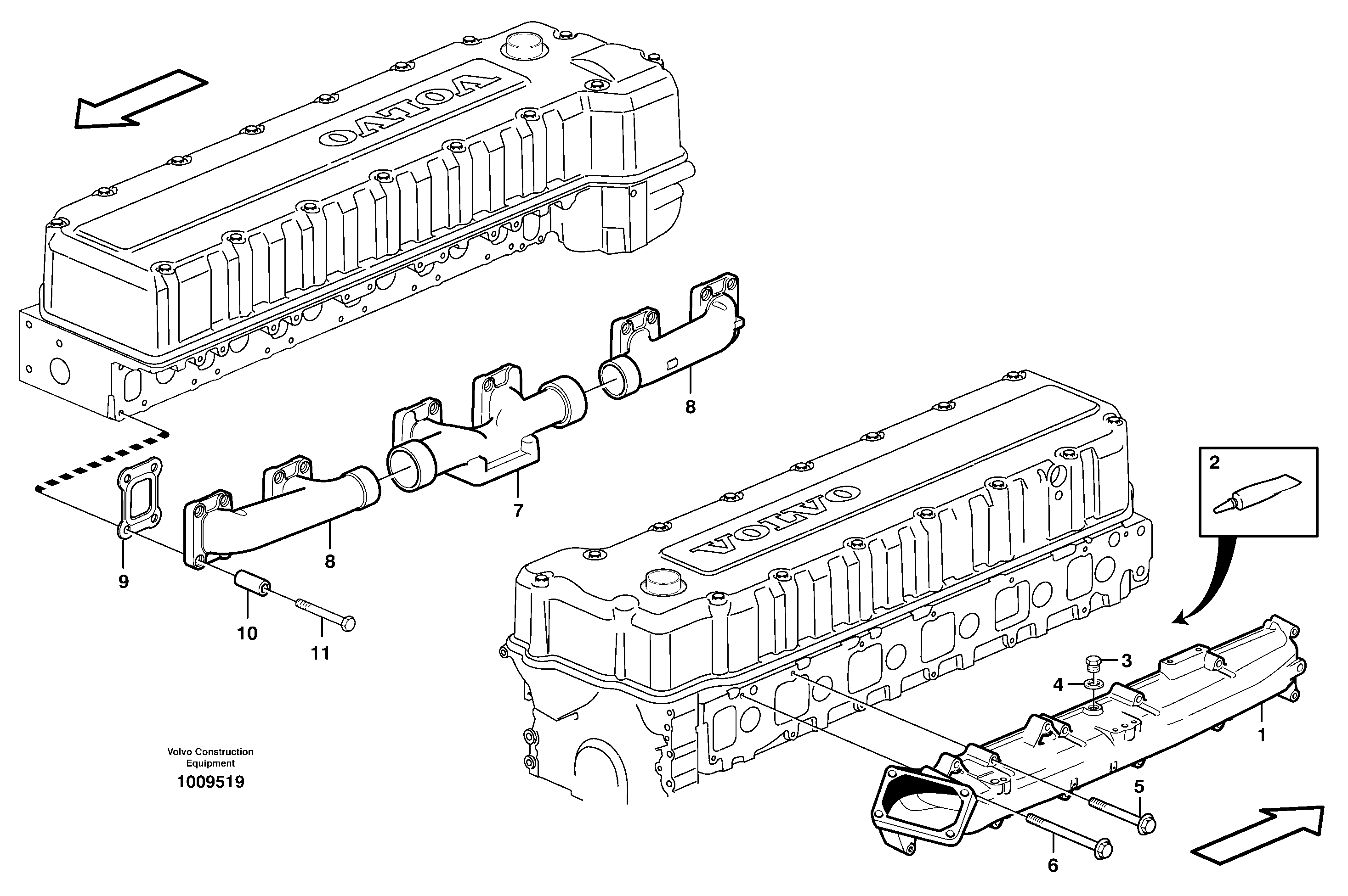 Схема запчастей Volvo EC330B - 18307 Inlet manifold and exhaust manifold EC330B SER NO INT 10713- EU&NA 80001-