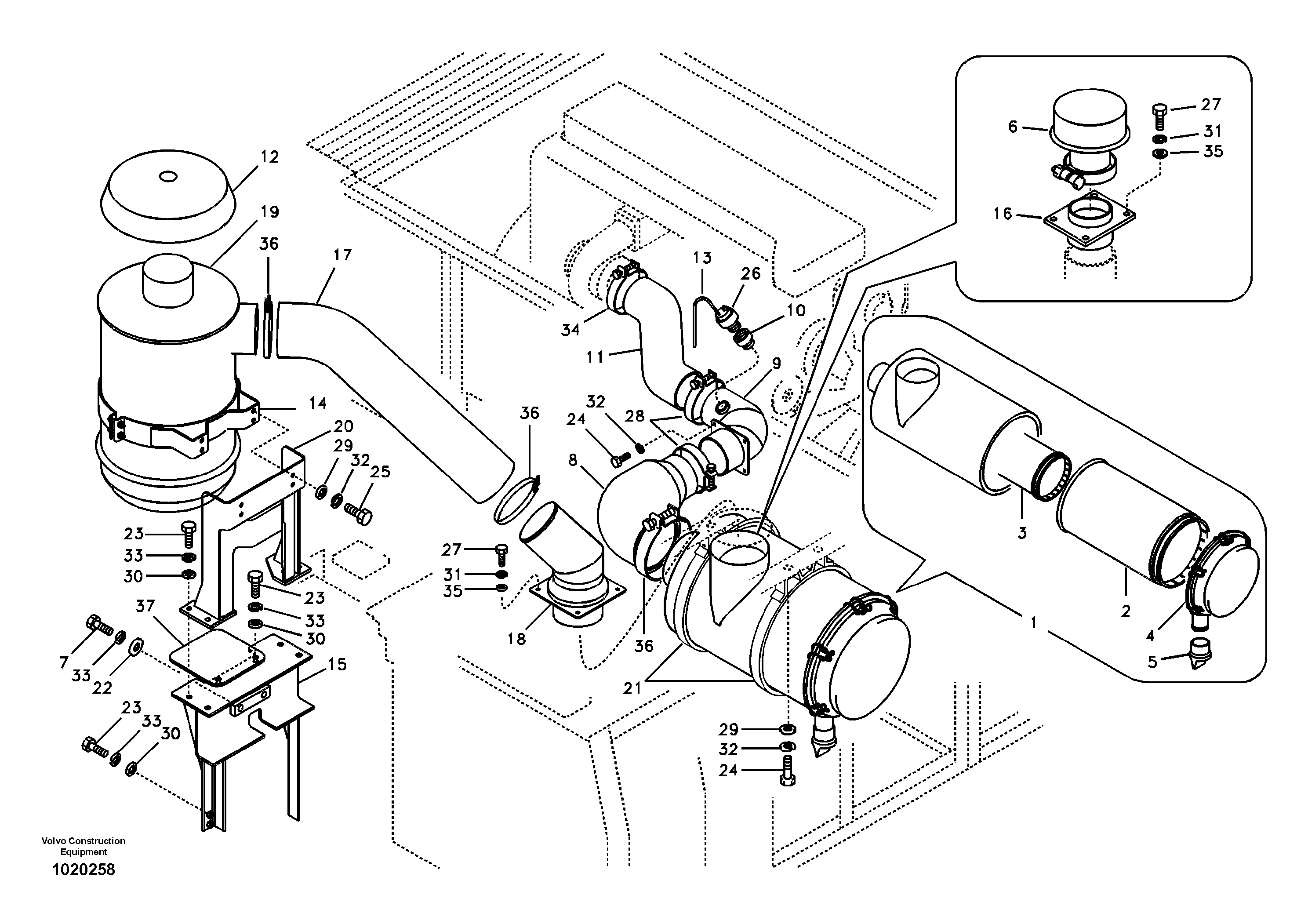 Схема запчастей Volvo EC330B - 88555 Система впуска EC330B SER NO INT 10713- EU&NA 80001-