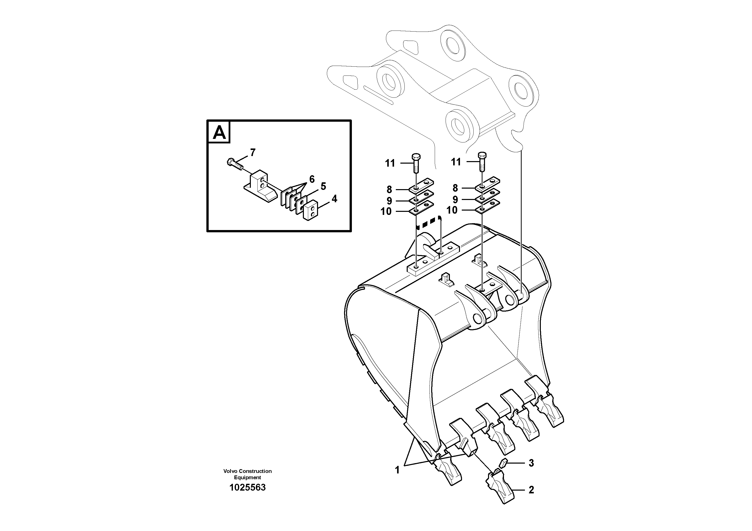 Схема запчастей Volvo EC330B - 58067 Buckets for Quickfit EC330B PRIME S/N 15001-