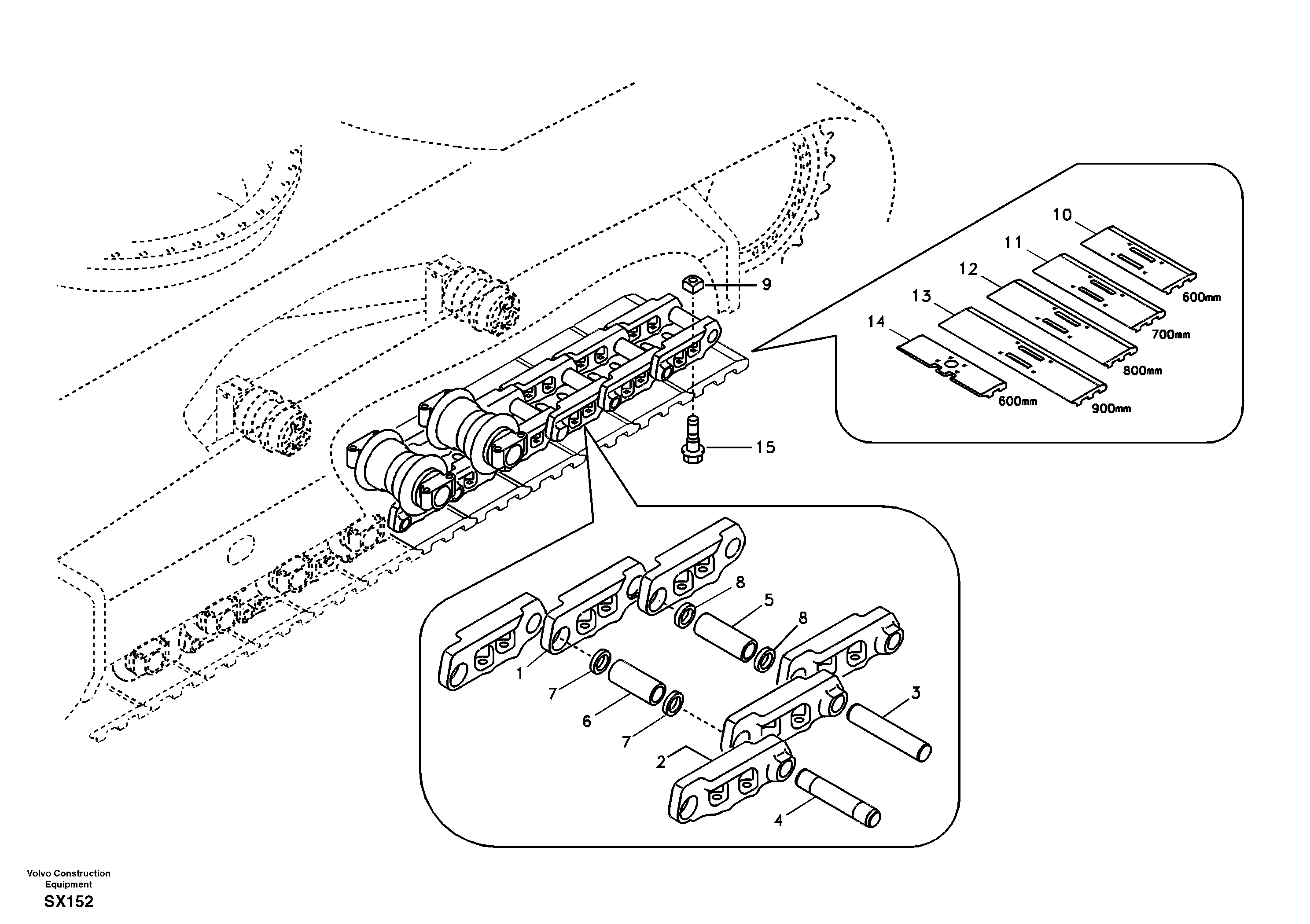 Схема запчастей Volvo EC330B - 63790 Гусеничная цепь EC330B PRIME S/N 15001-