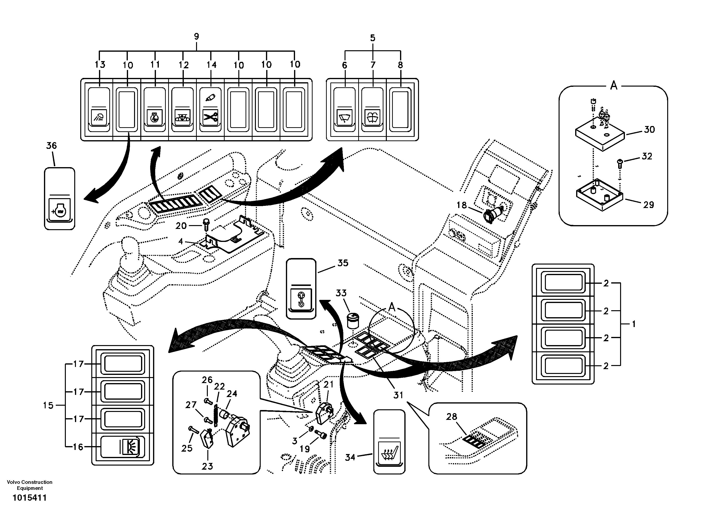 Схема запчастей Volvo EC330B - 59524 Переключатель EC330B