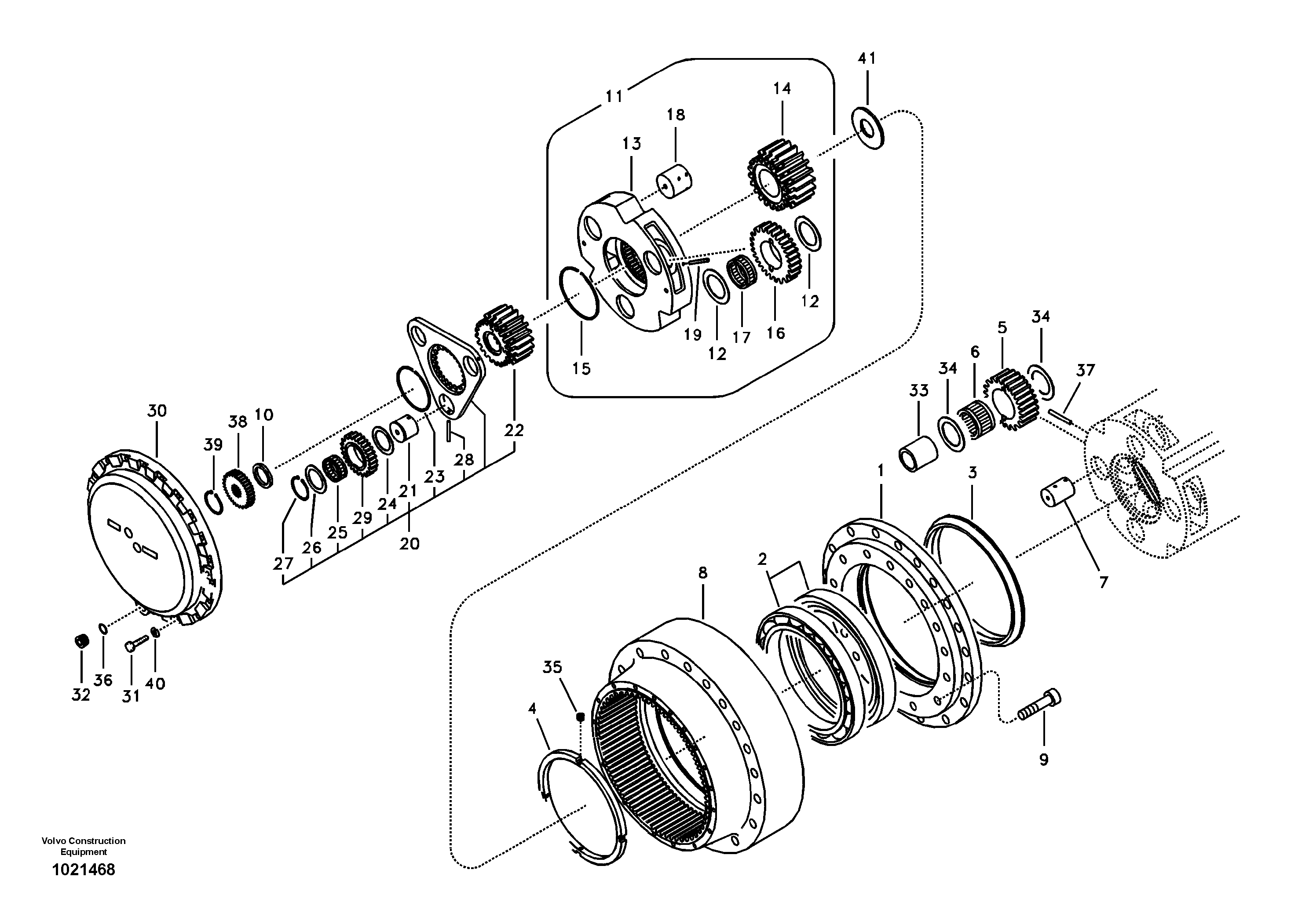 Схема запчастей Volvo EC330B - 93675 Travel gearbox EC330B