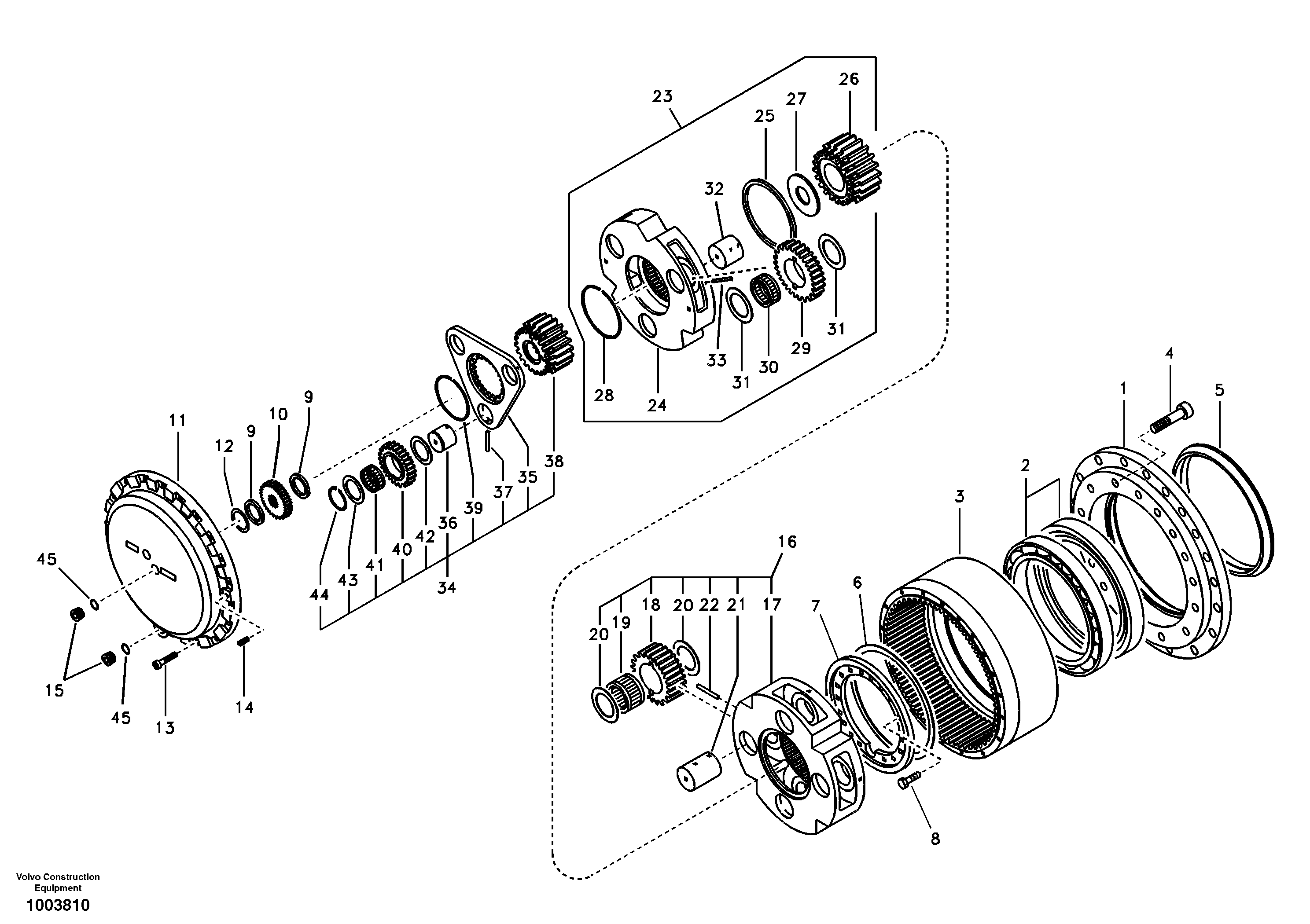 Схема запчастей Volvo EC330B - 93944 Travel gearbox EC330B