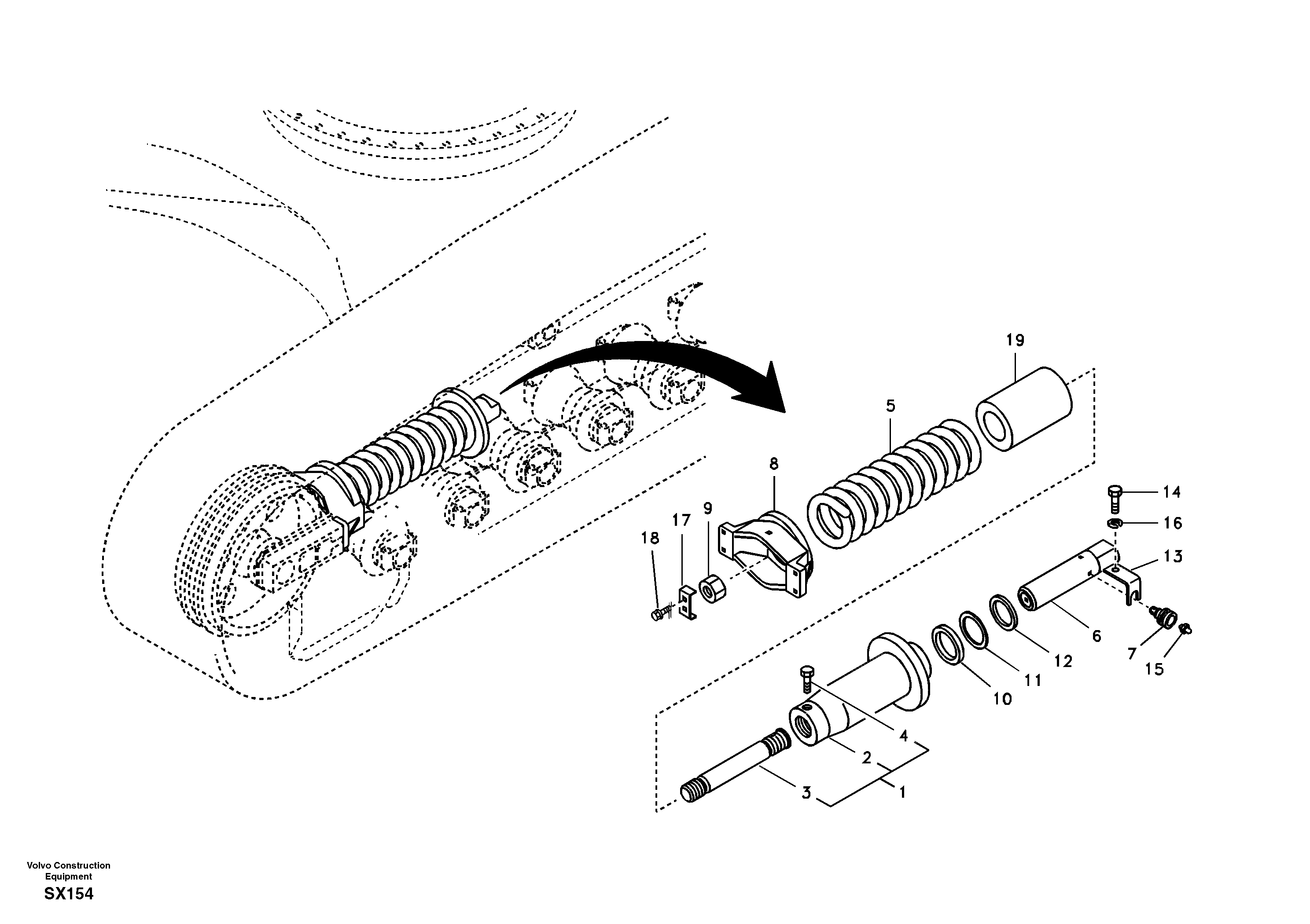 Схема запчастей Volvo EC330B - 63975 Undercarriage, spring package EC330B