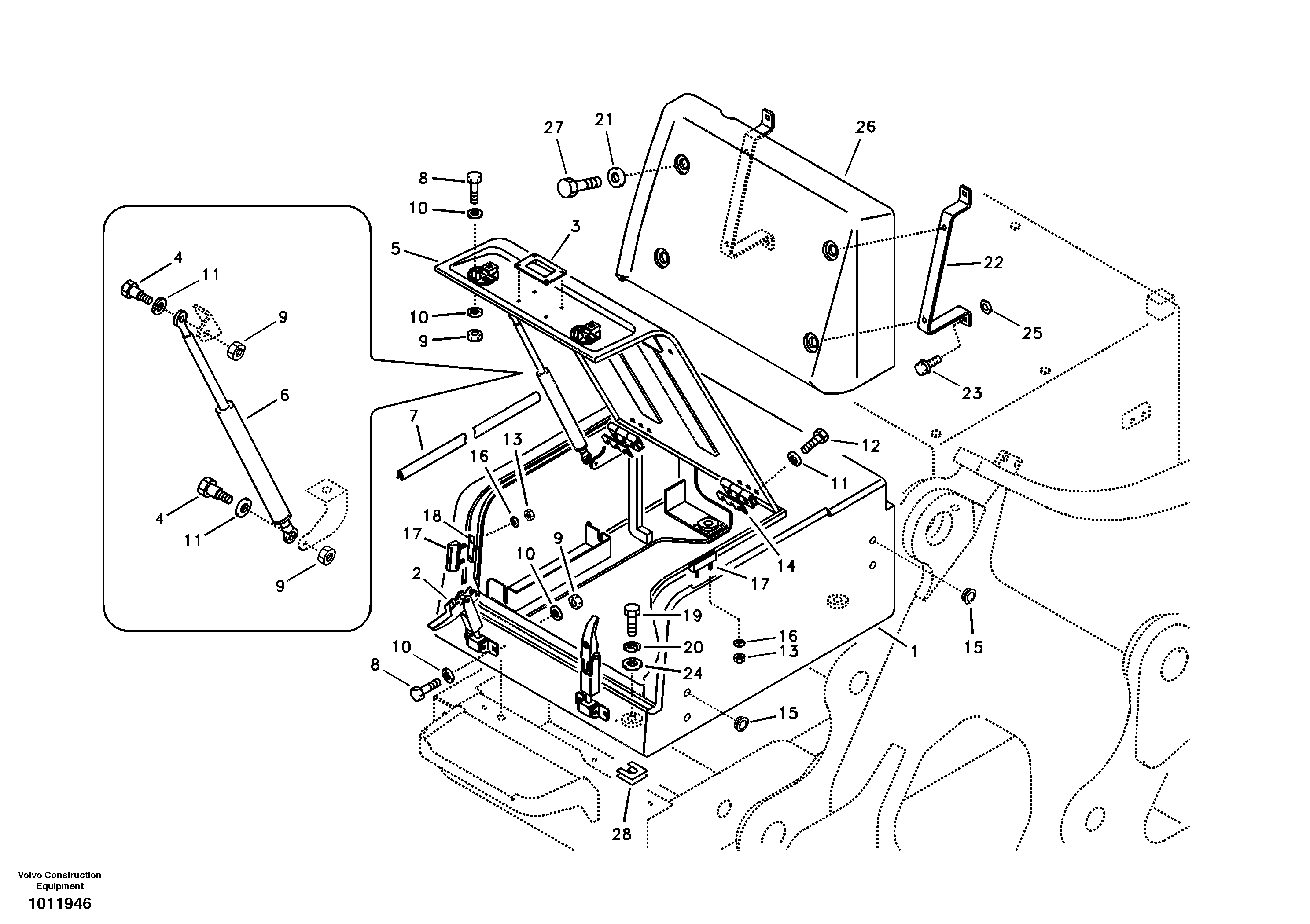 Схема запчастей Volvo EC330B - 24178 Tool box, cowl EC330B