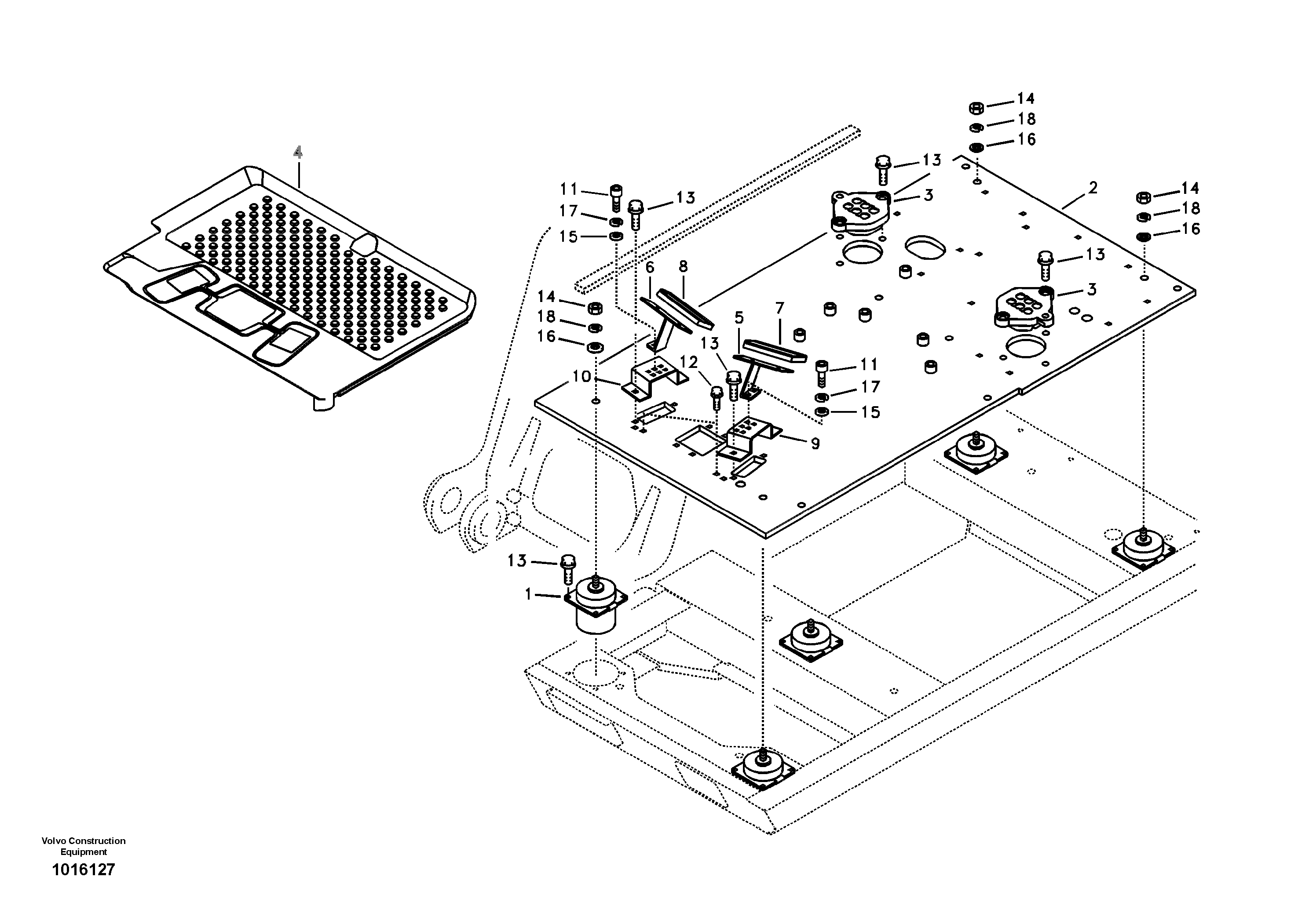 Схема запчастей Volvo EC330B - 14219 Cabin floor EC330B