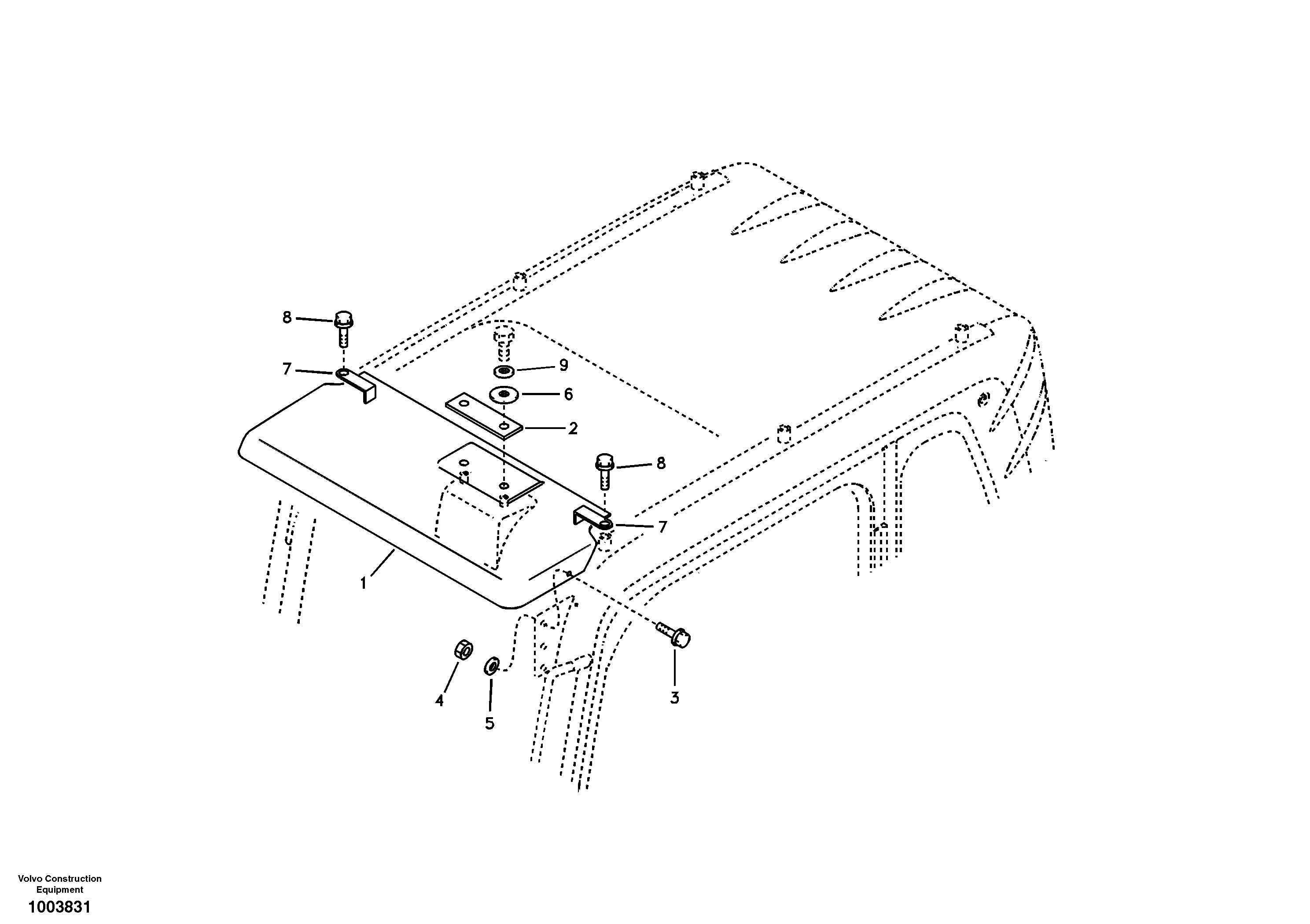 Схема запчастей Volvo EC330B - 54829 Rain visor, exterior equipment EC330B