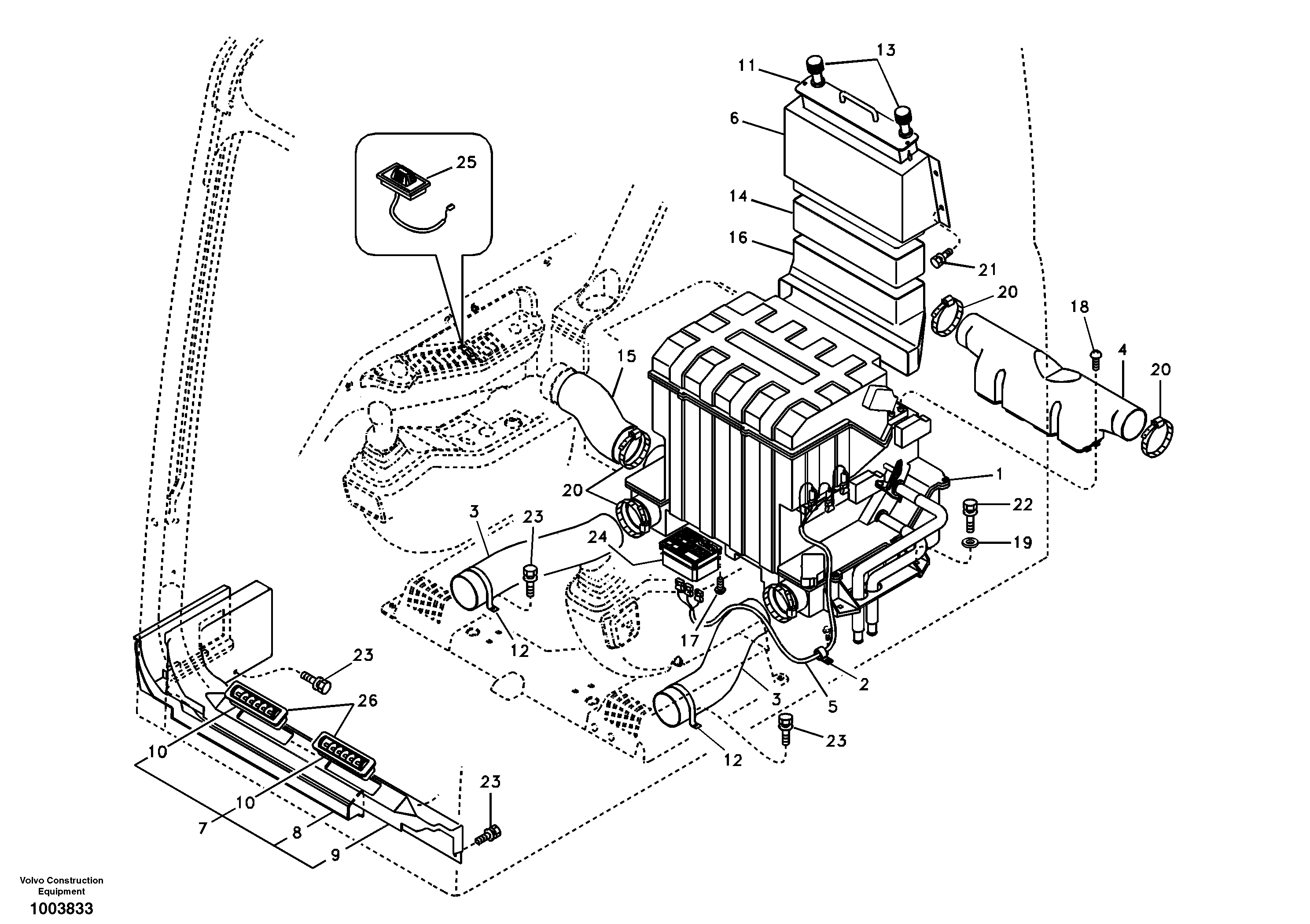 Схема запчастей Volvo EC330B - 31452 Air duct in cabin and cabin floor EC330B