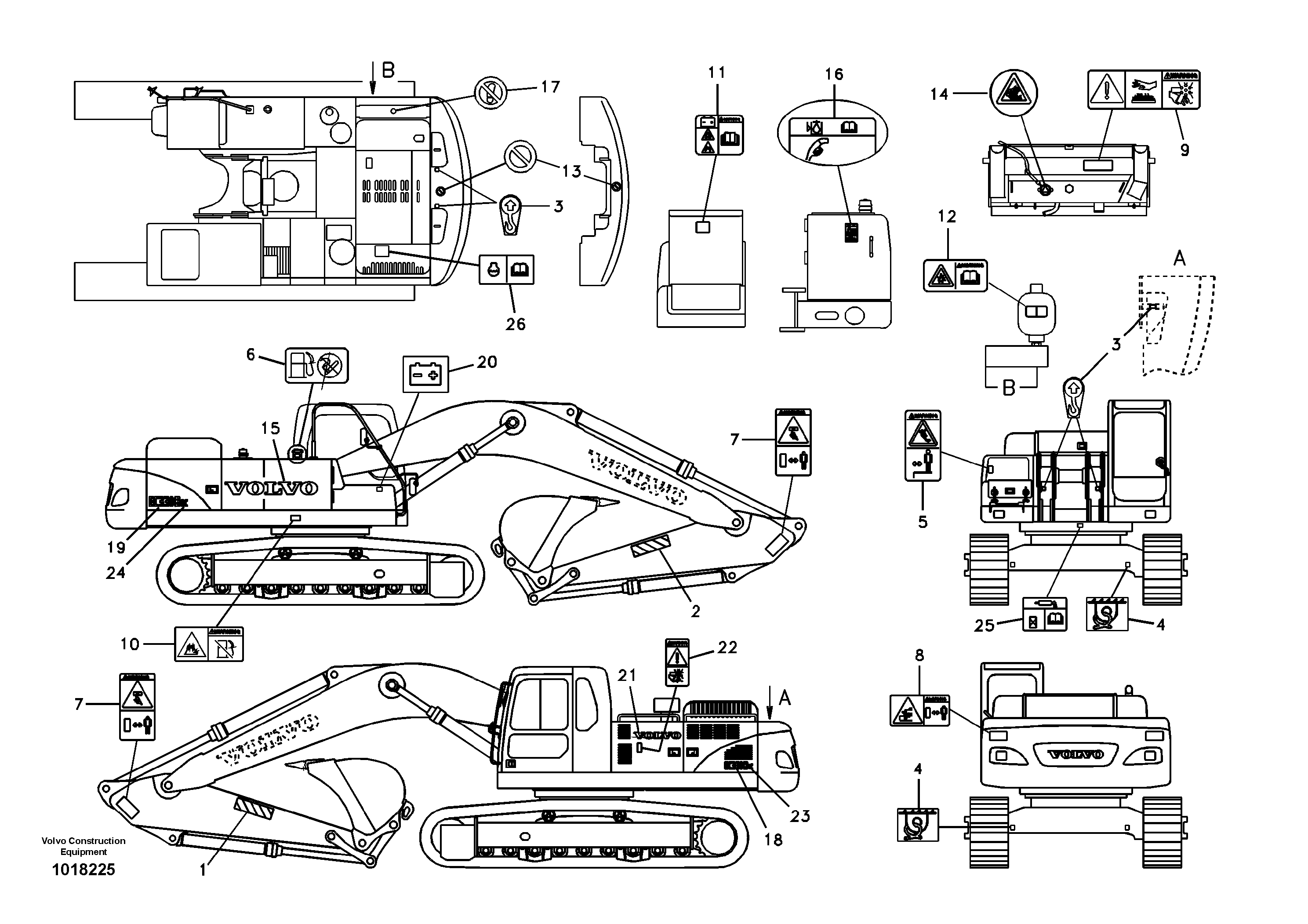 Схема запчастей Volvo EC330B - 43718 Decal, outer location EC330B