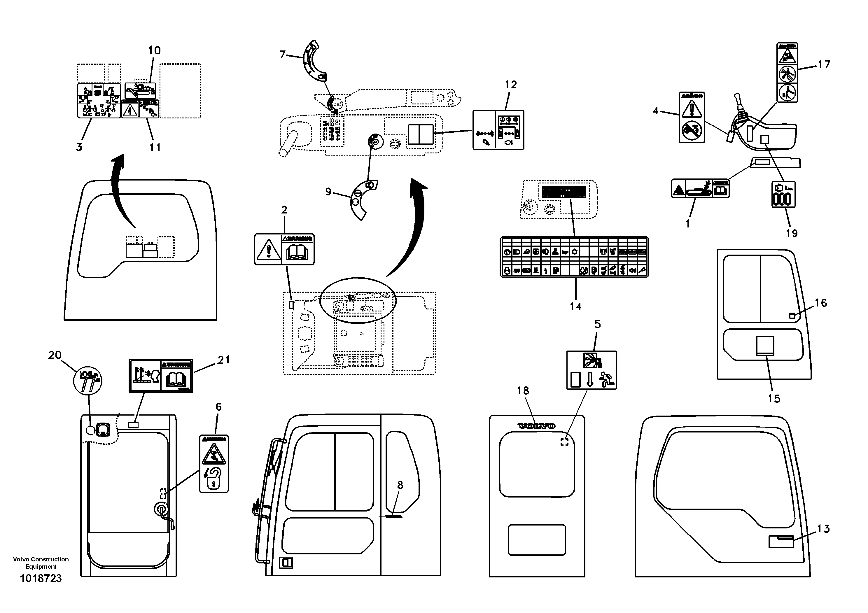 Схема запчастей Volvo EC330B - 57284 Decal, inner location EC330B