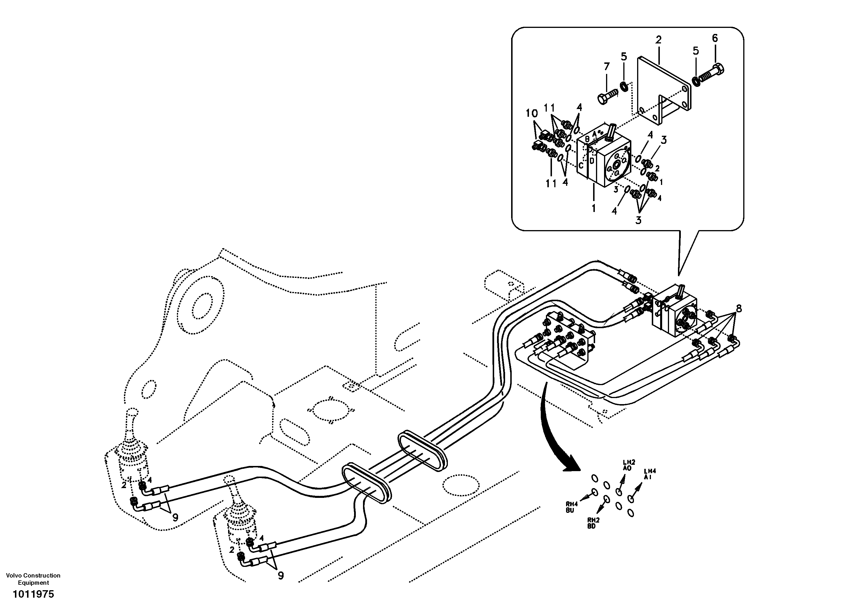 Схема запчастей Volvo EC330B - 16243 Servo system, changing lever function EC330B