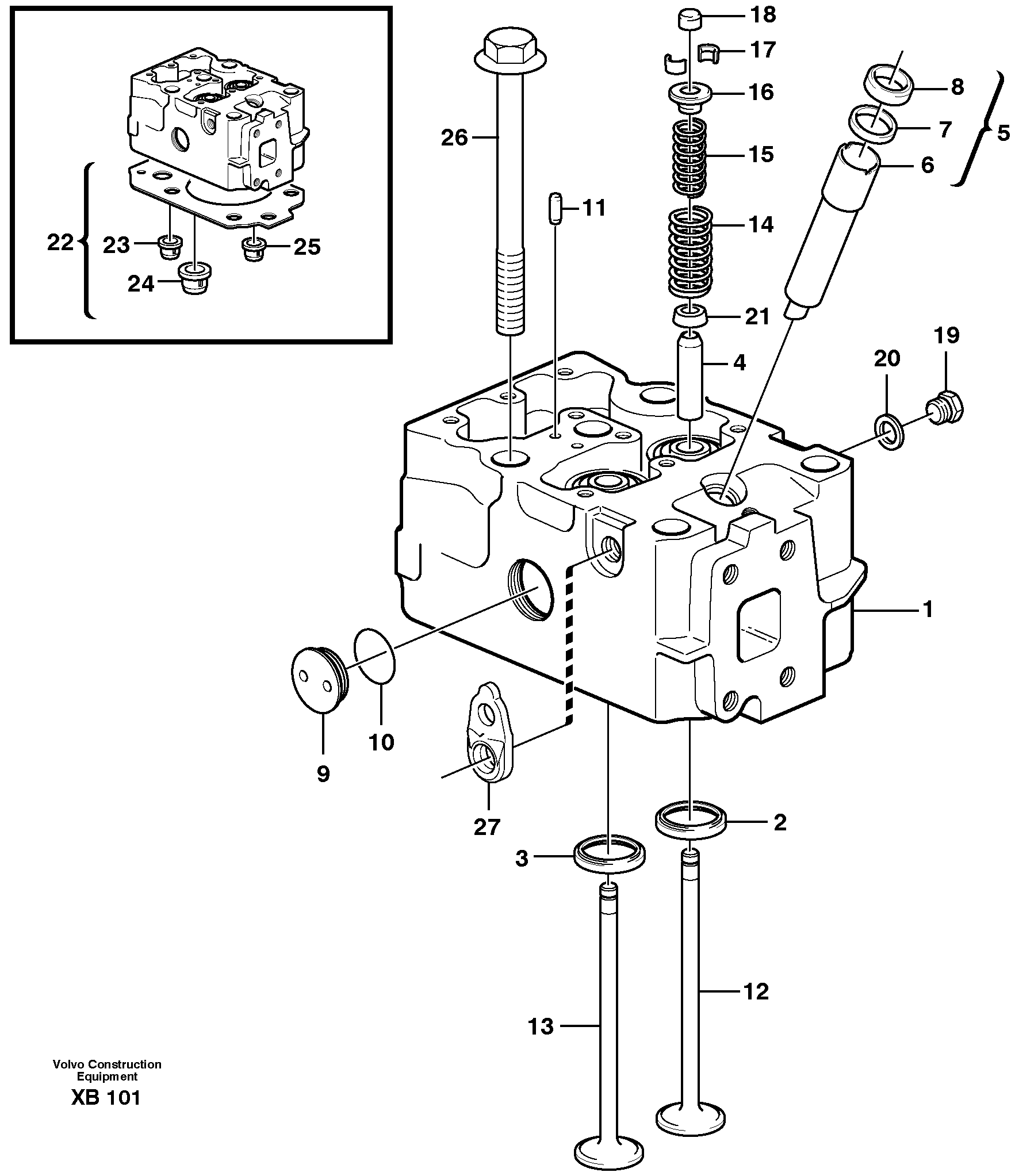 Схема запчастей Volvo EC330B - 31901 Головка блока цилиндров EC330B