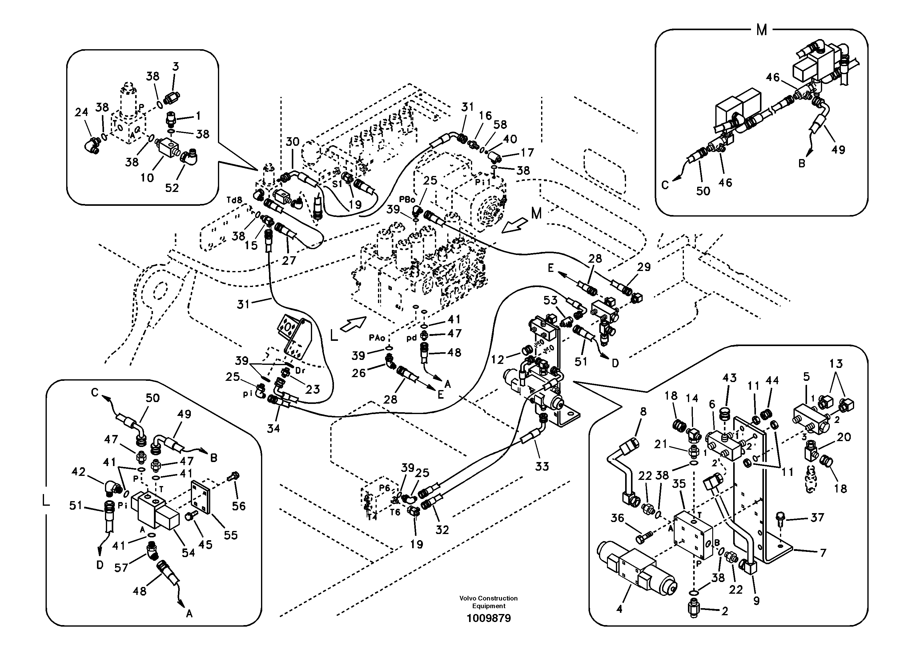 Схема запчастей Volvo EC330B - 72876 Working hydraulic, hammer and shear for 1st pump flow EC330B