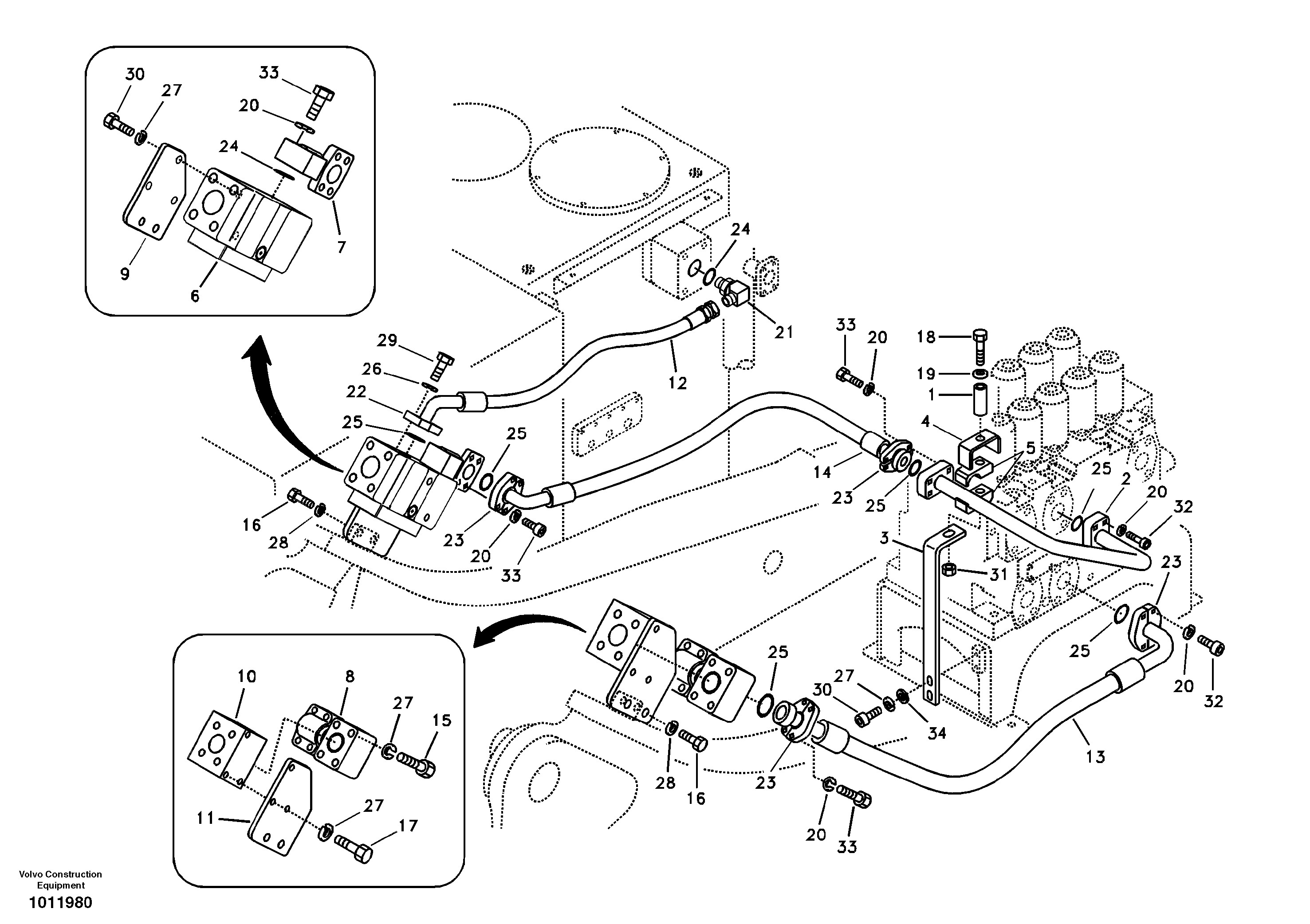 Схема запчастей Volvo EC330B - 99515 Working hydraulic, hammer and shear for upper EC330B