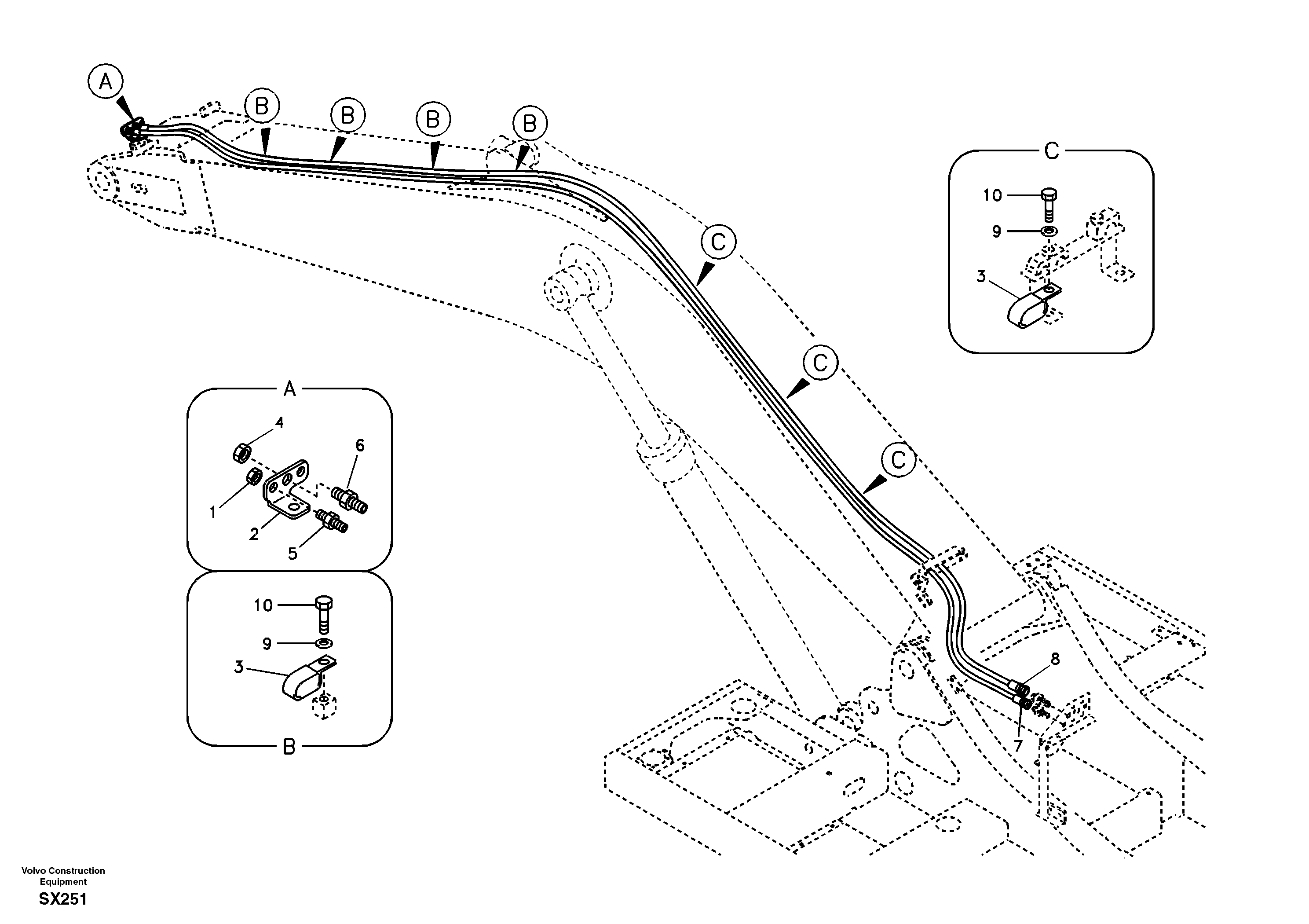 Схема запчастей Volvo EC330B - 41899 Working hydraulic, quick fit on boom EC330B