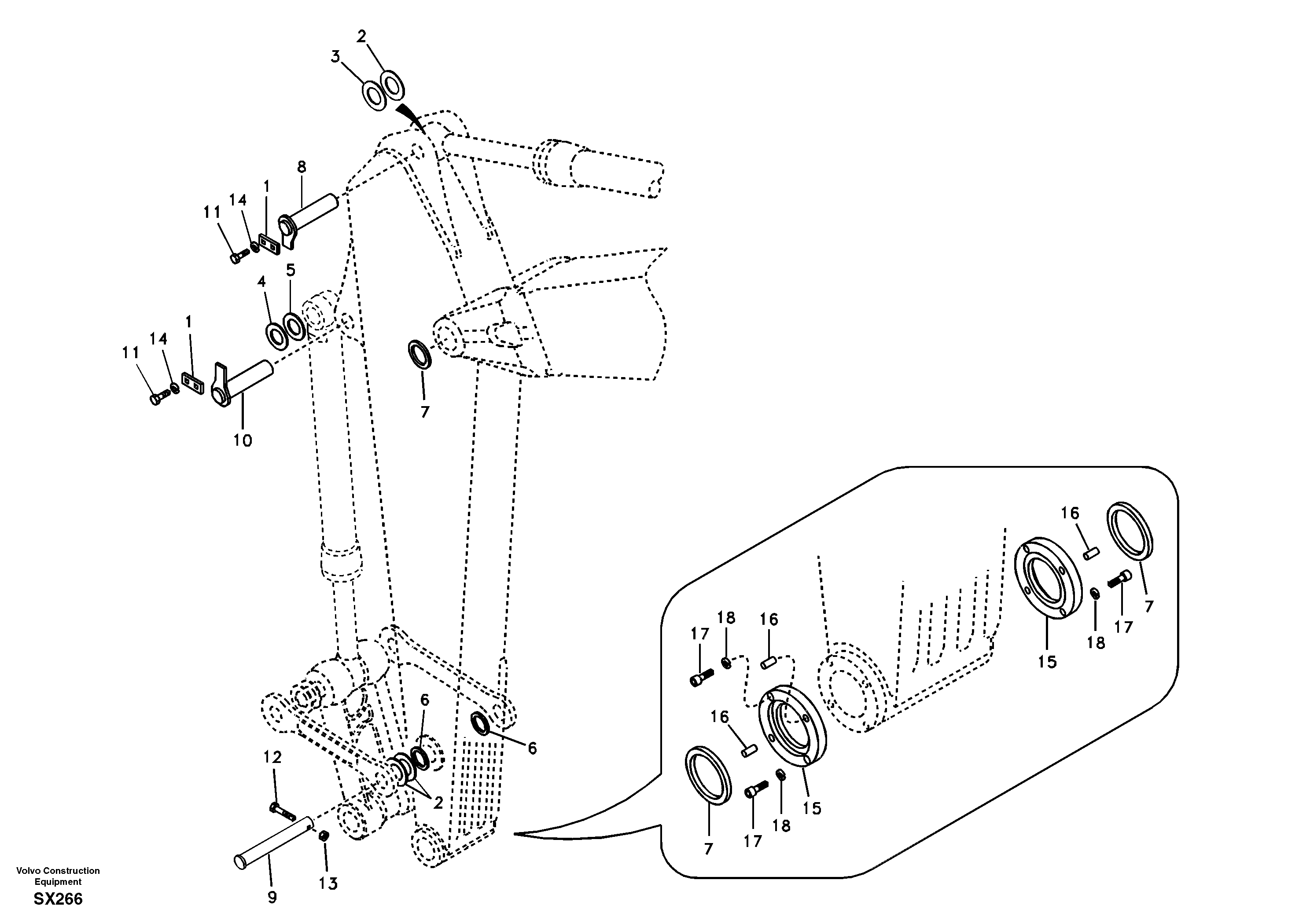 Схема запчастей Volvo EC330B - 97136 Links to dipper arm EC330B