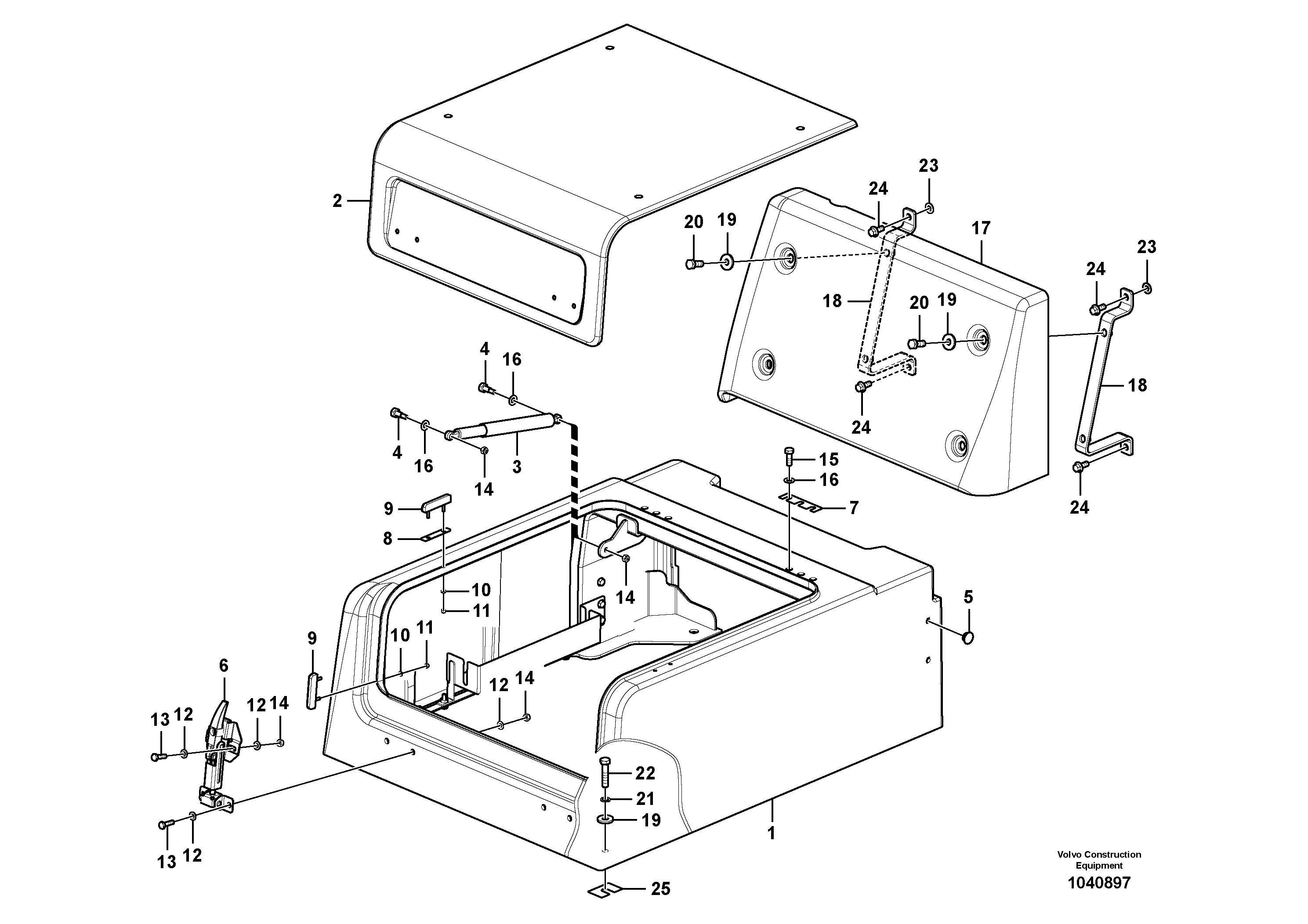 Схема запчастей Volvo EC330B - 59511 Tool box, cowl EC330B PRIME S/N 15001-