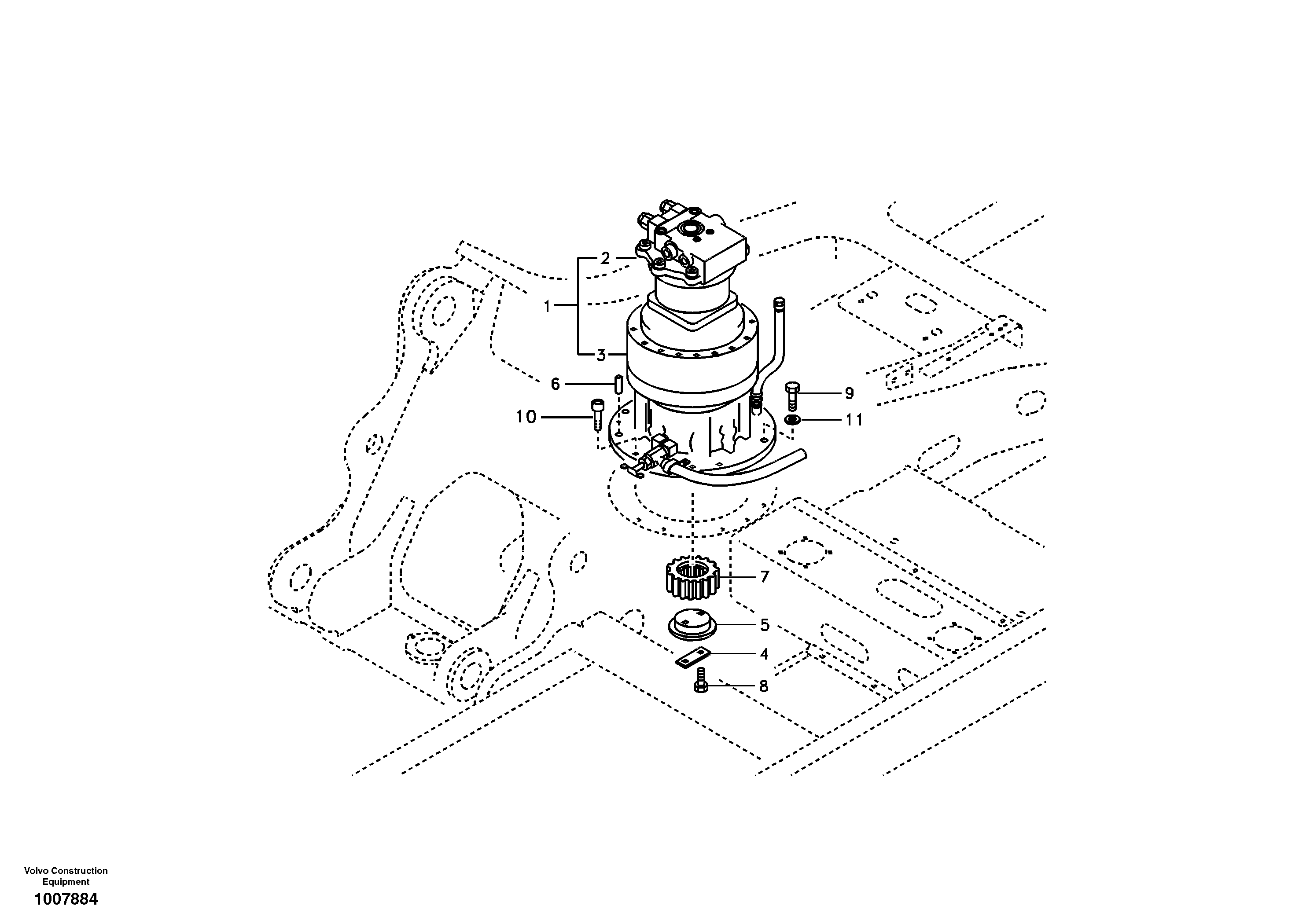 Схема запчастей Volvo EC330B - 96733 Swing motor with mounting parts EC330B SER NO INT 10713- EU&NA 80001-