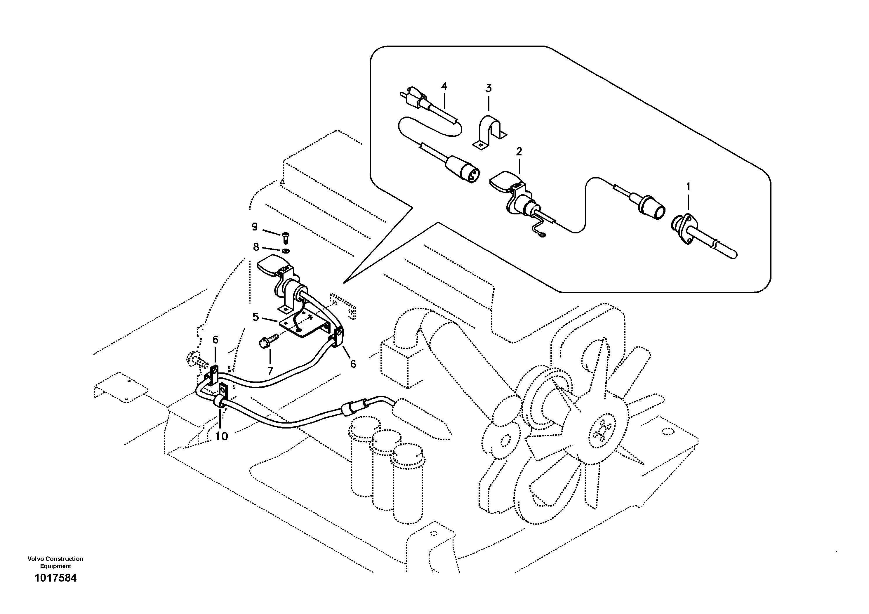 Схема запчастей Volvo EC330B - 57220 Engine block heater EC330B