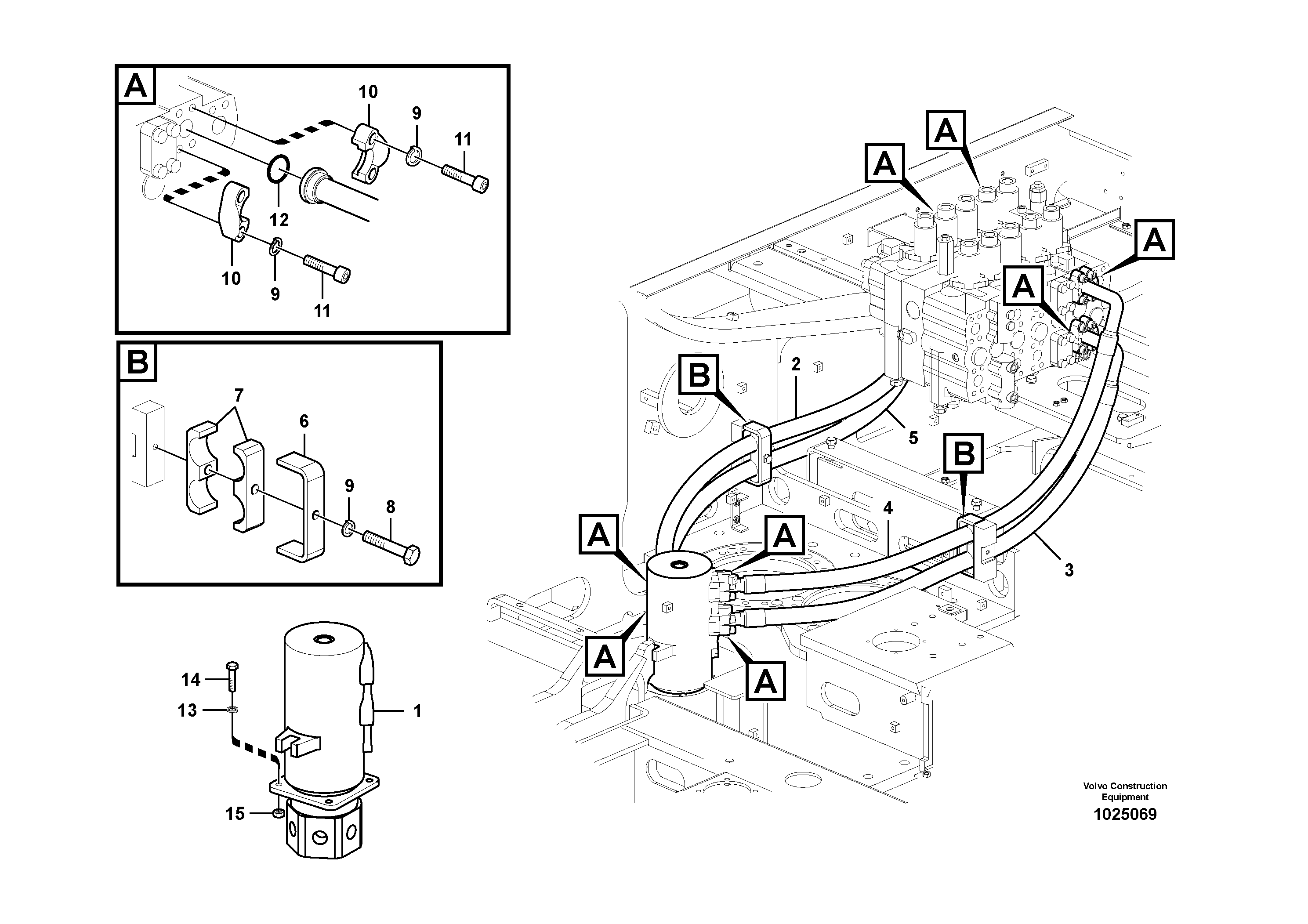 Схема запчастей Volvo EC330B - 100179 Turning joint line, control valve to turning joint EC330B SER NO INT 10713- EU&NA 80001-