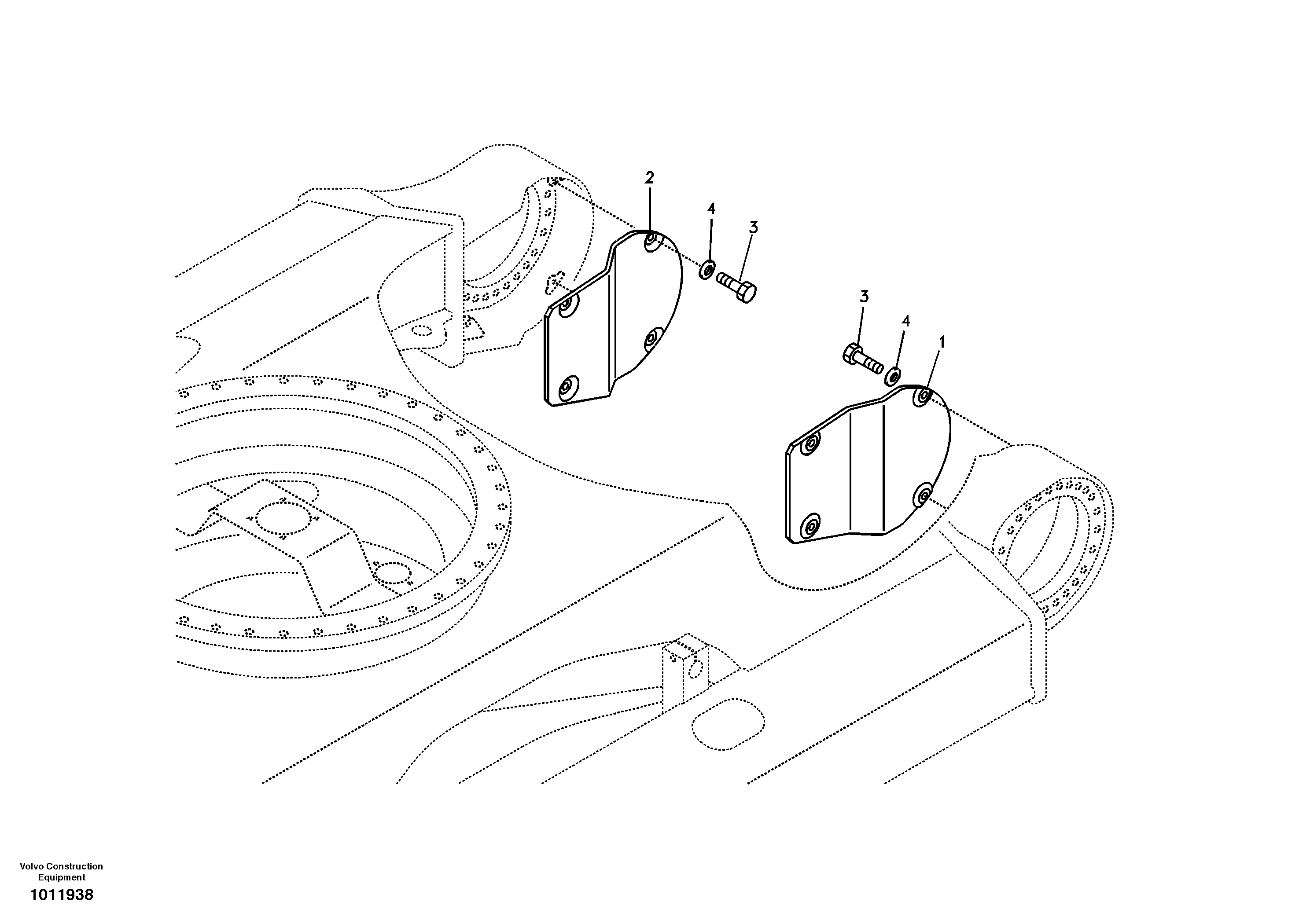 Схема запчастей Volvo EC330B - 24379 Protective plate for travel motor EC330B SER NO INT 10713- EU&NA 80001-