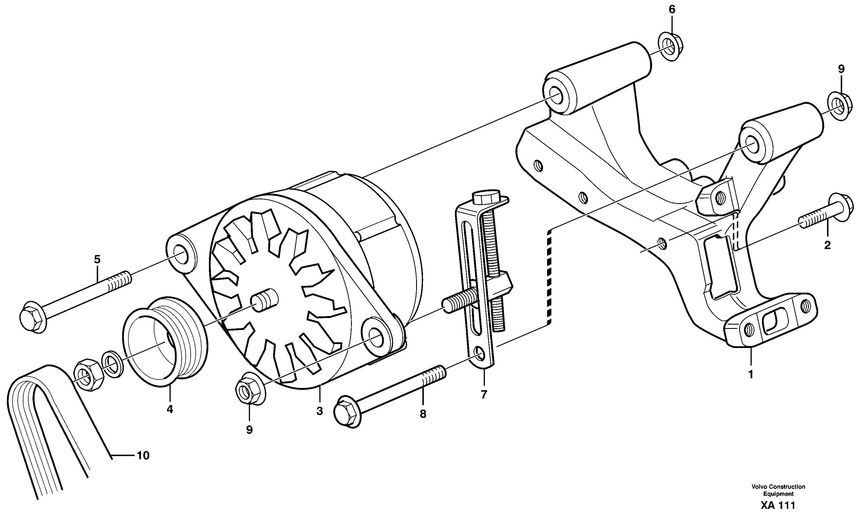 Схема запчастей Volvo EC330B - 19087 Alternator with assembling details EC330B