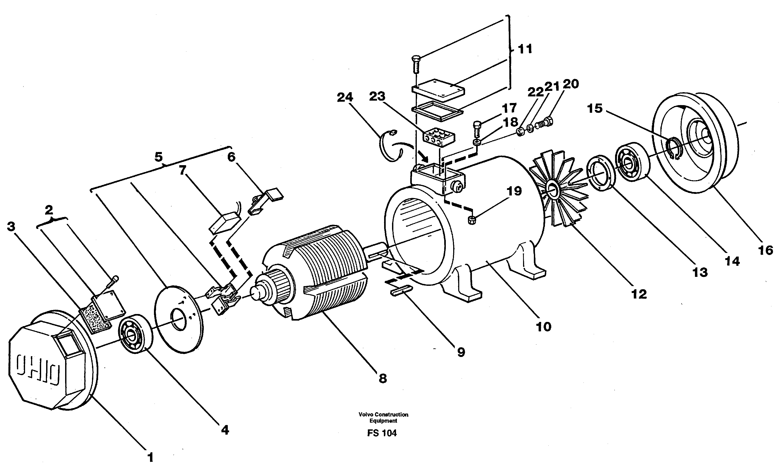 Схема запчастей Volvo EC420 - 24558 Magnet equipment Ohio, alternator 25 kw EC420 ?KERMAN ?KERMAN EC420 SER NO - 1550