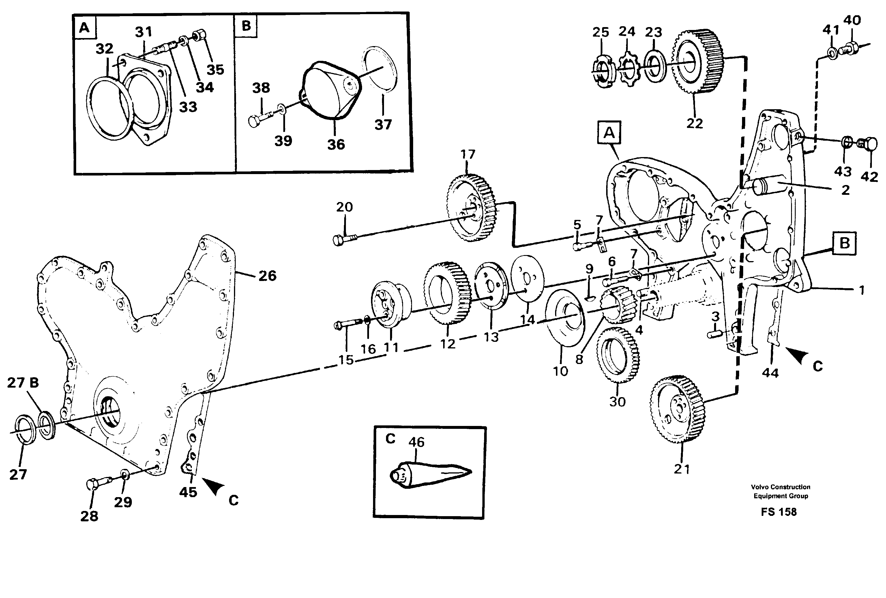 Схема запчастей Volvo EC420 - 51825 Timing gear casing EC420 ?KERMAN ?KERMAN EC420 SER NO - 1550