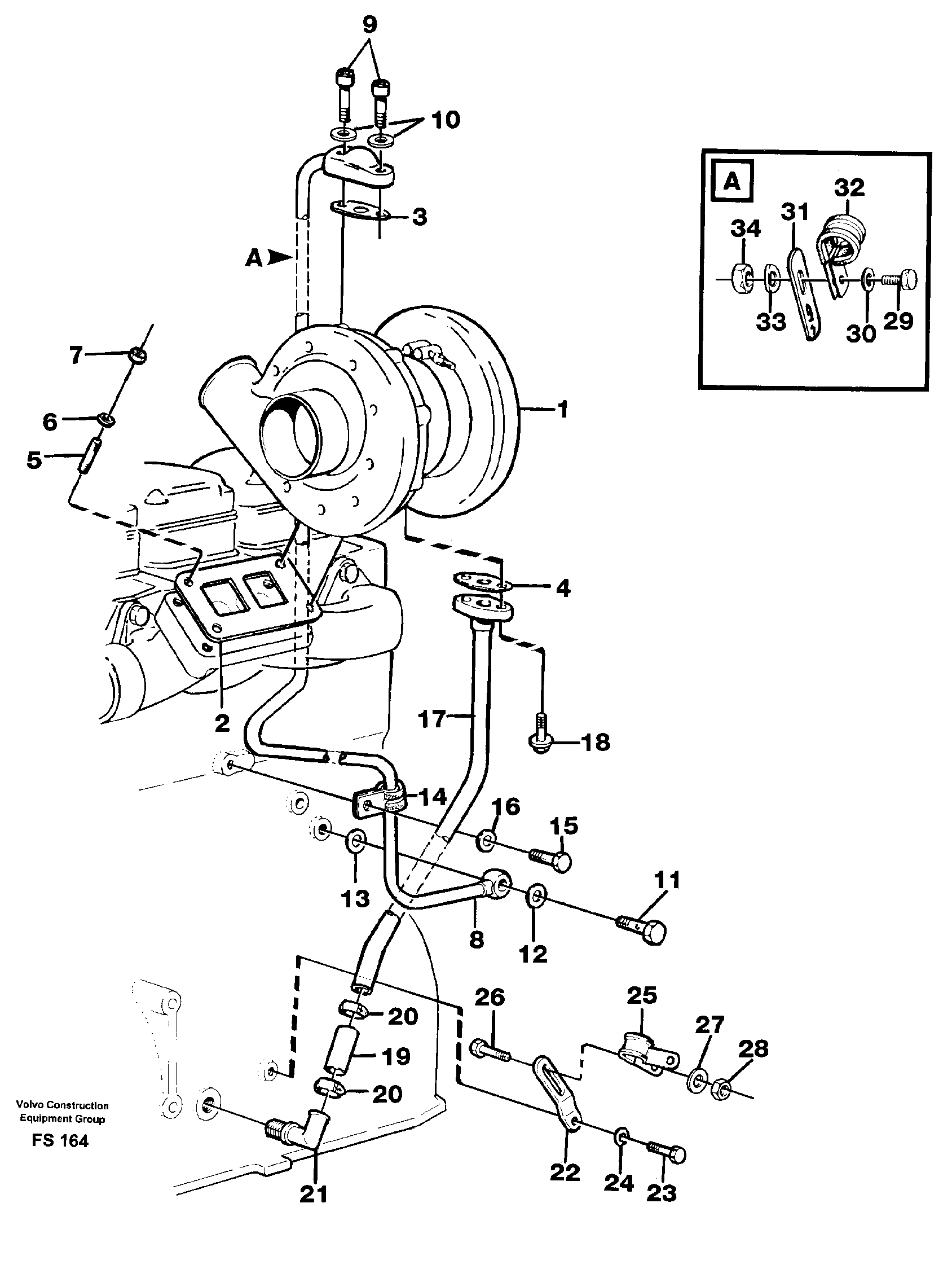 Схема запчастей Volvo EC420 - 76038 Turbocharger, fitting parts EC420 ?KERMAN ?KERMAN EC420 SER NO - 1550