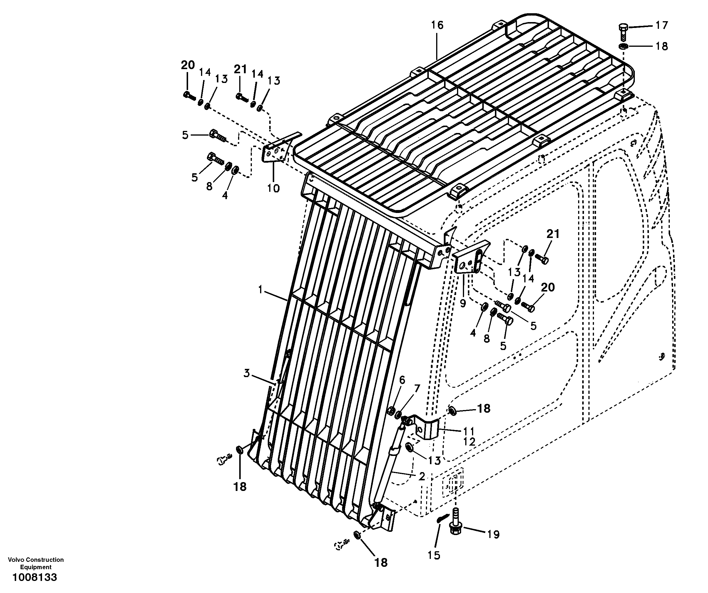 Схема запчастей Volvo EW140B - 11946 Falling object guards EW140B