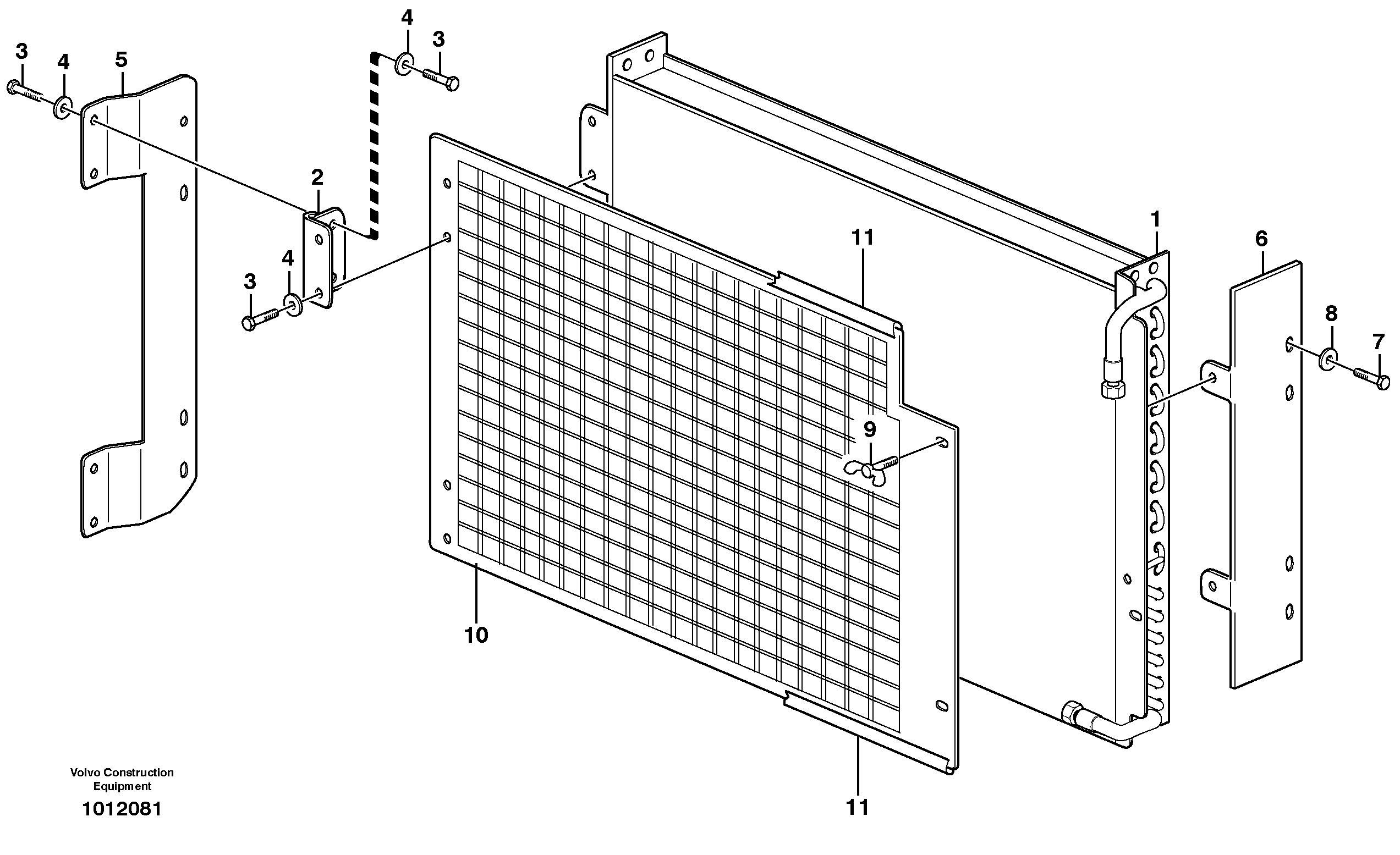 Схема запчастей Volvo EW140B - 11958 Condenser for cooling agent R134a with fitting parts EW140B