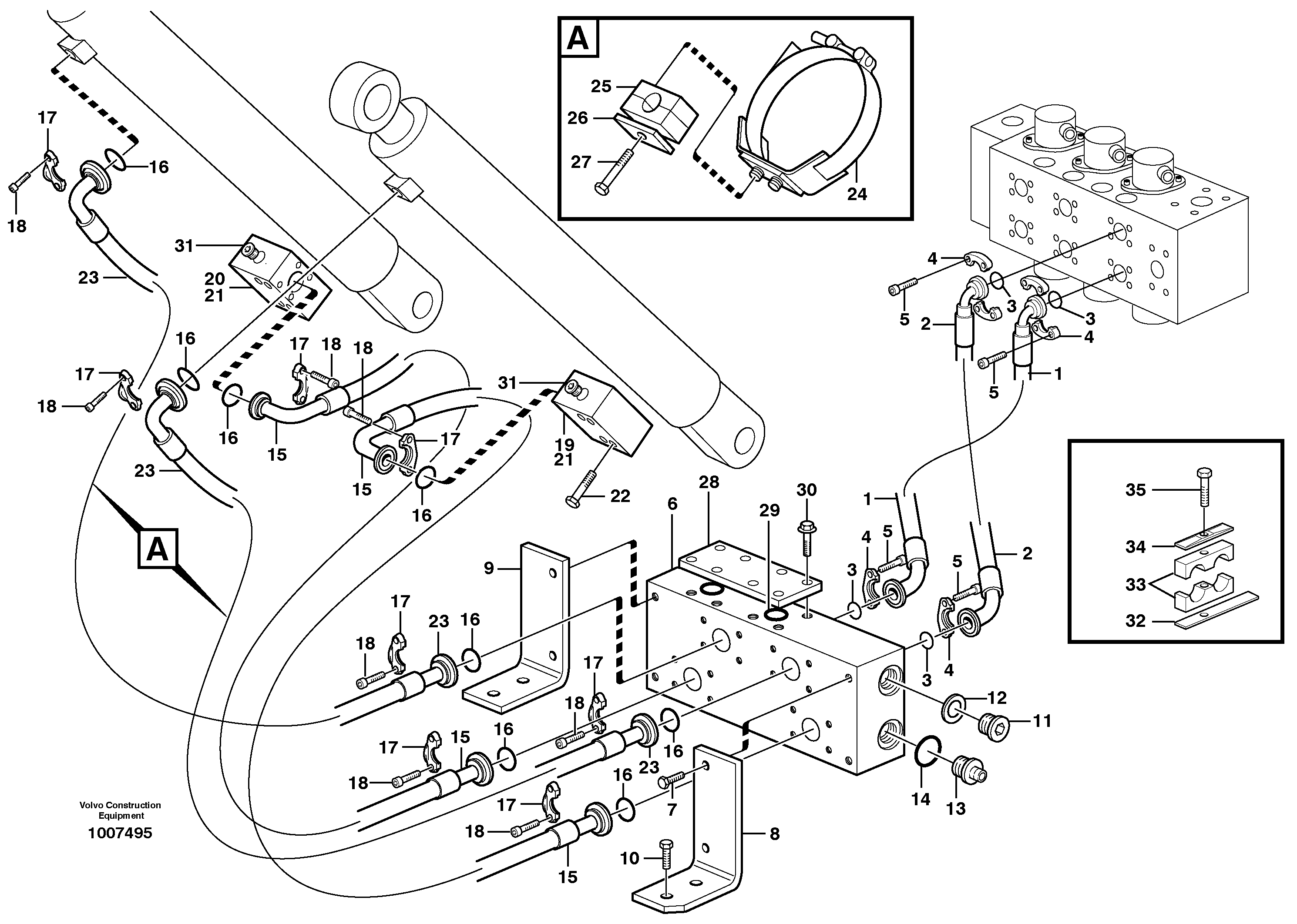 Схема запчастей Volvo EW140B - 11097 Hydraulic system, boom EW140B