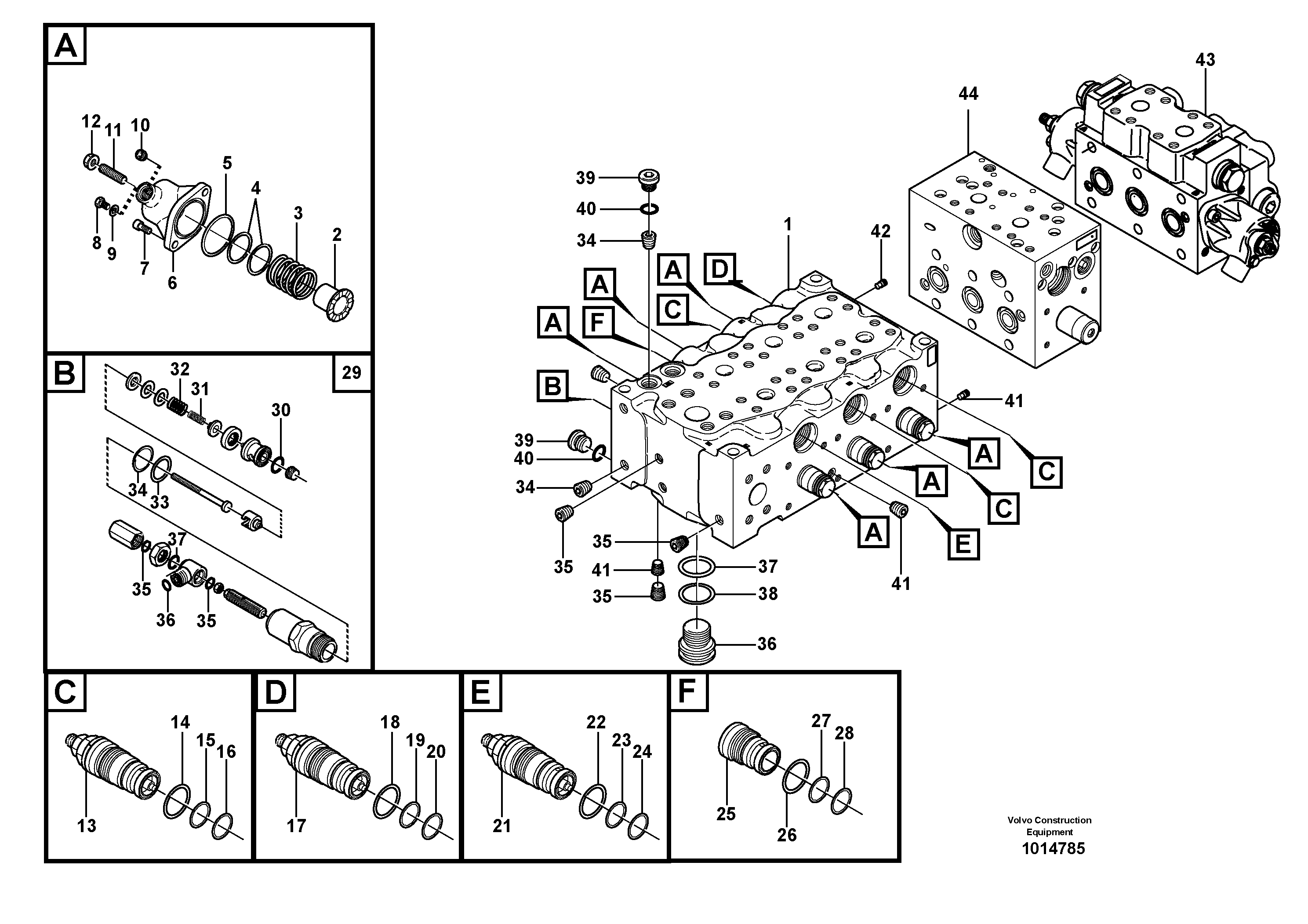 Схема запчастей Volvo EW140B - 75288 Main valve assembly, B EW140B