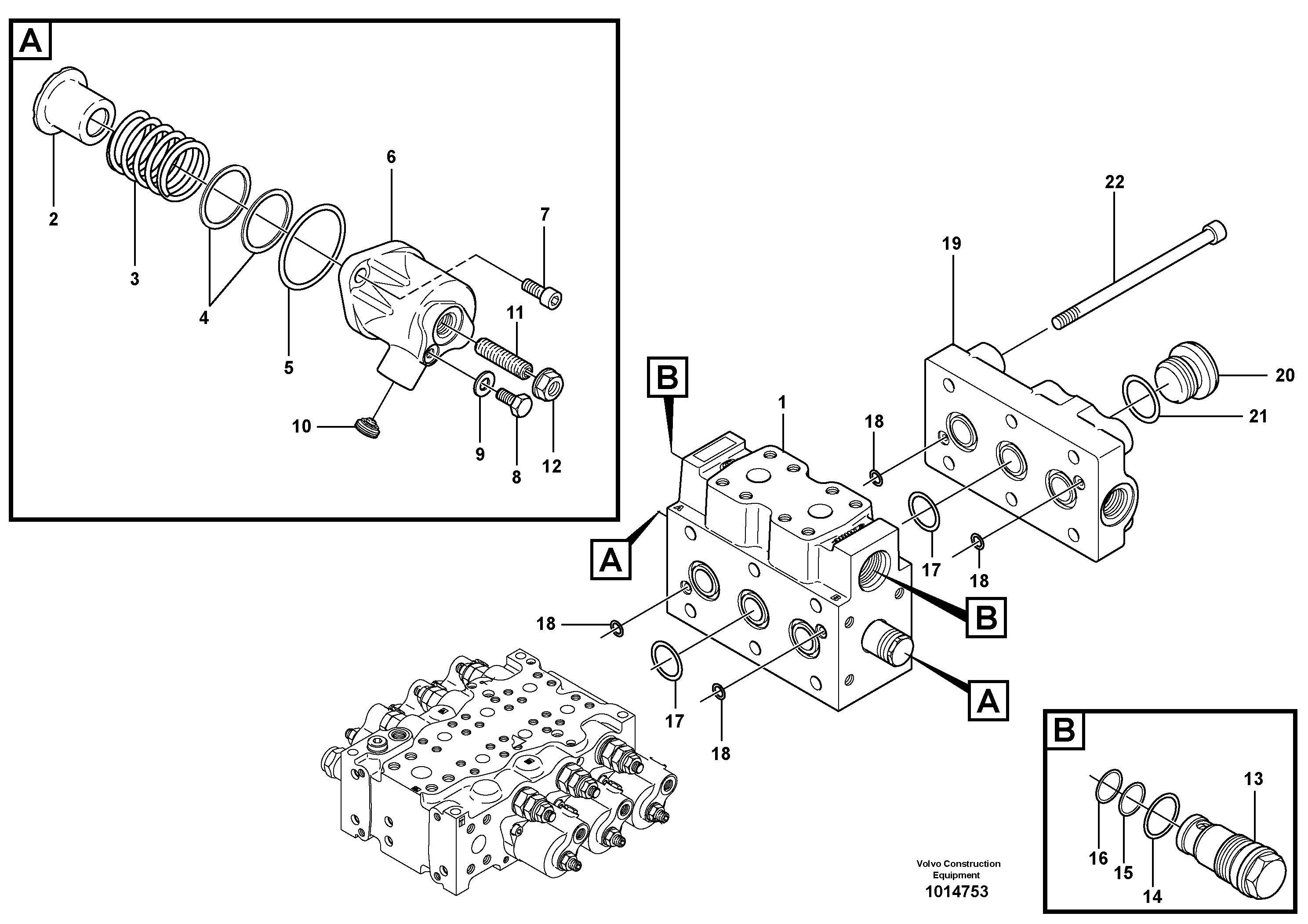 Схема запчастей Volvo EW140B - 80621 Control valve, transport EW140B