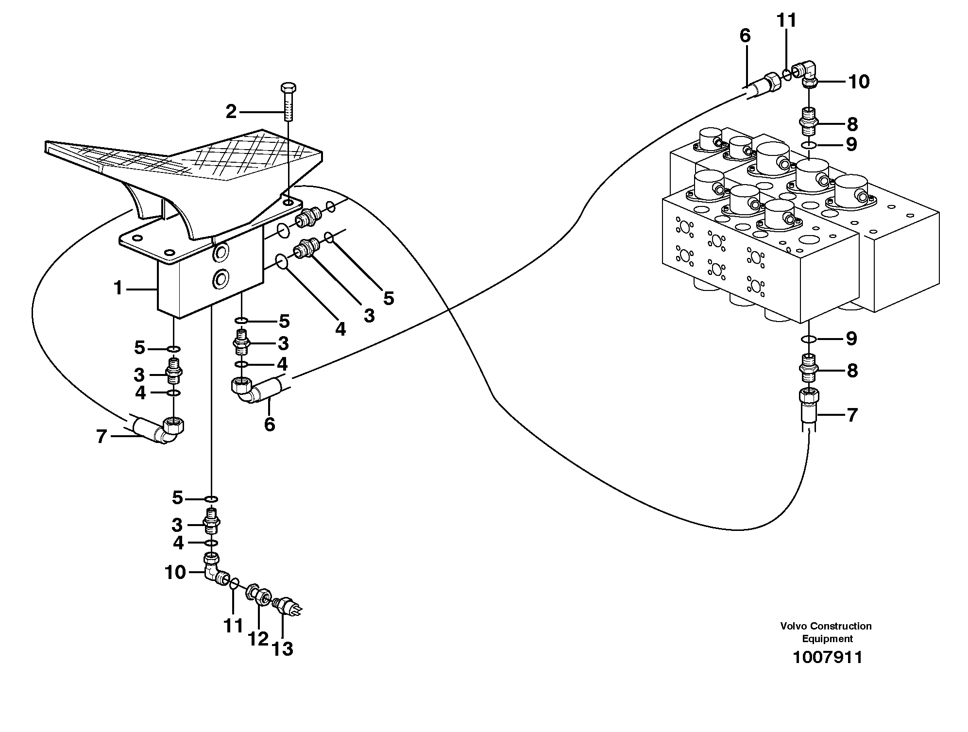 Схема запчастей Volvo EW140B - 11898 Servo hydraulics, X1 EW140B