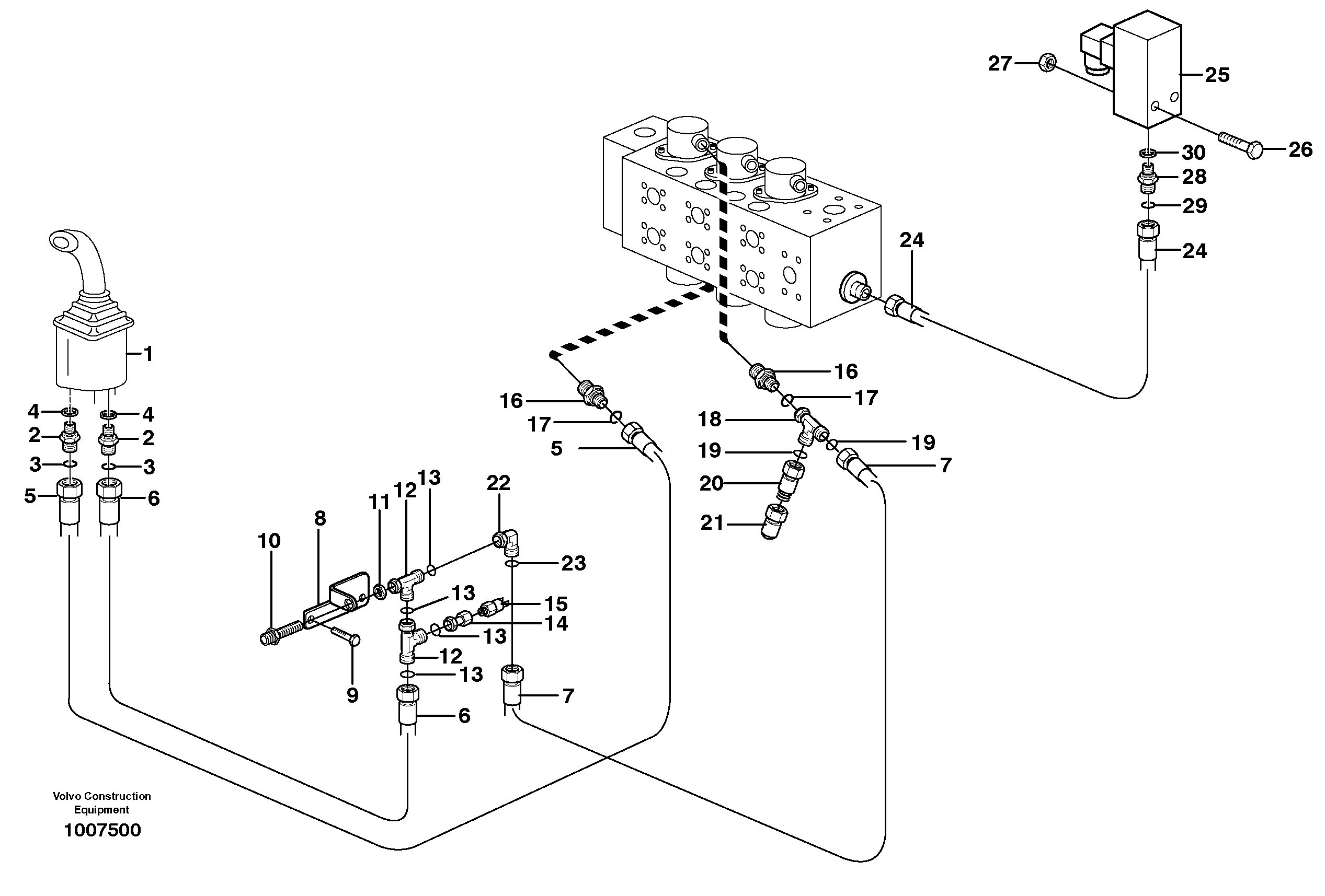 Схема запчастей Volvo EW140B - 59950 Servo hydraulics, mono boom EW140B