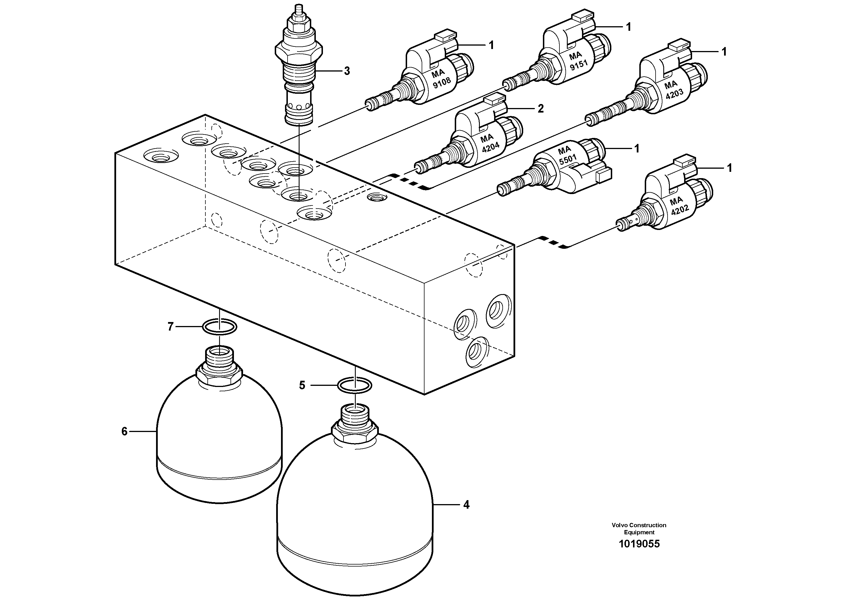 Схема запчастей Volvo EW140B - 69514 Servo valve body EW140B