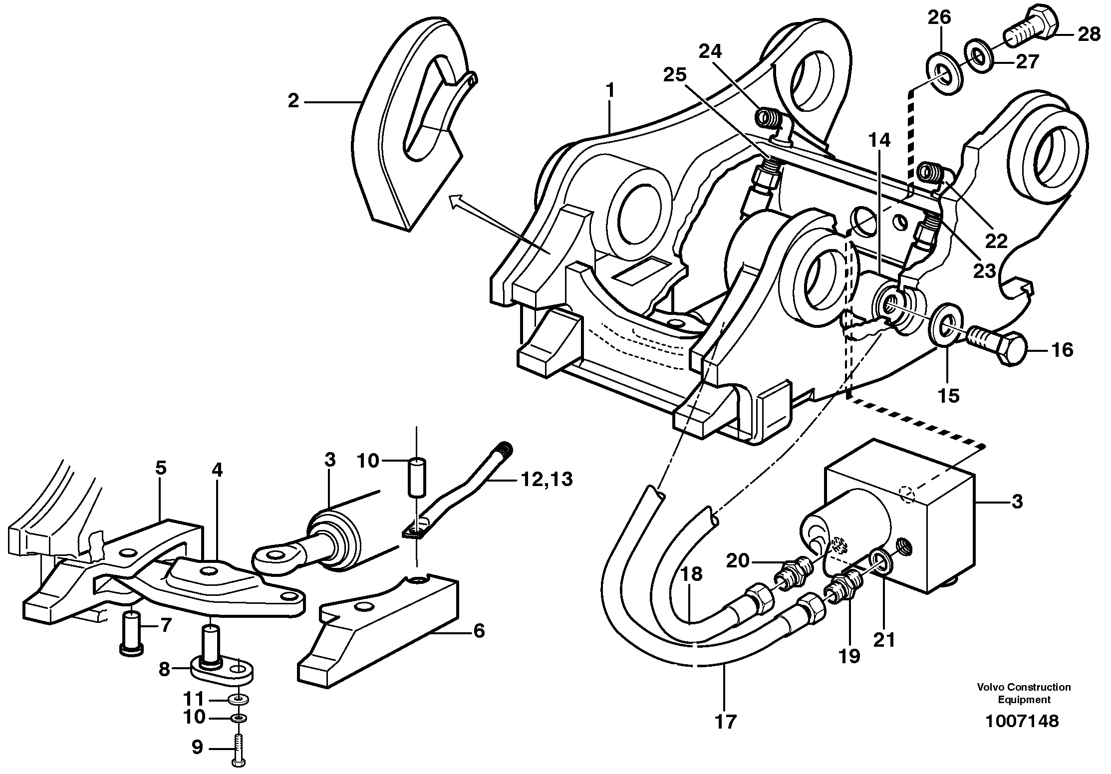 Схема запчастей Volvo EW140B - 86257 Quickfit, hydraulic, S6 EW140B