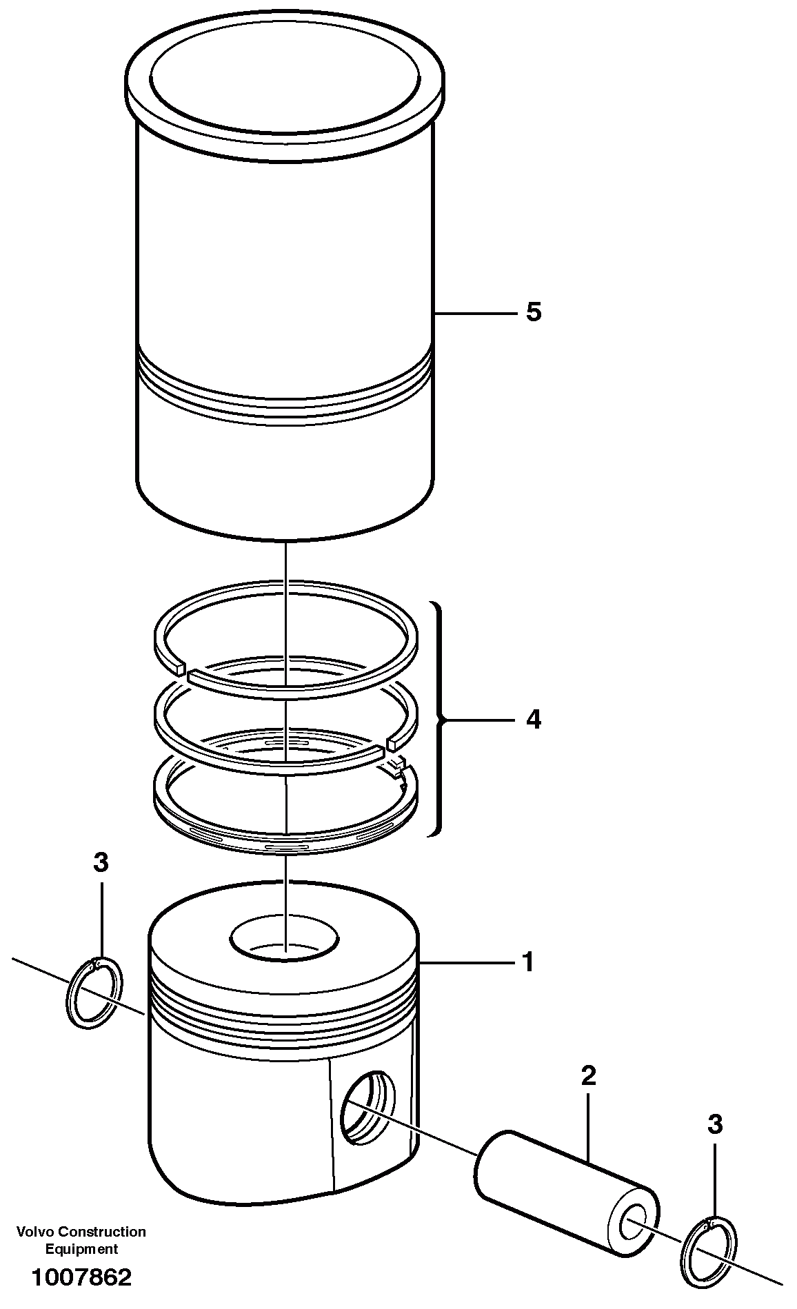 Схема запчастей Volvo EW140B - 10243 Cylinder liner and piston EW140B