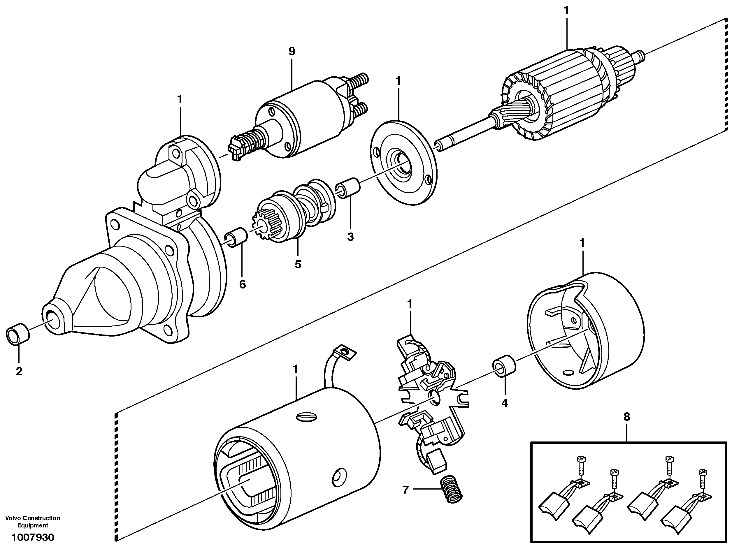 Схема запчастей Volvo EW140B - 7638 Starter motor EW140B