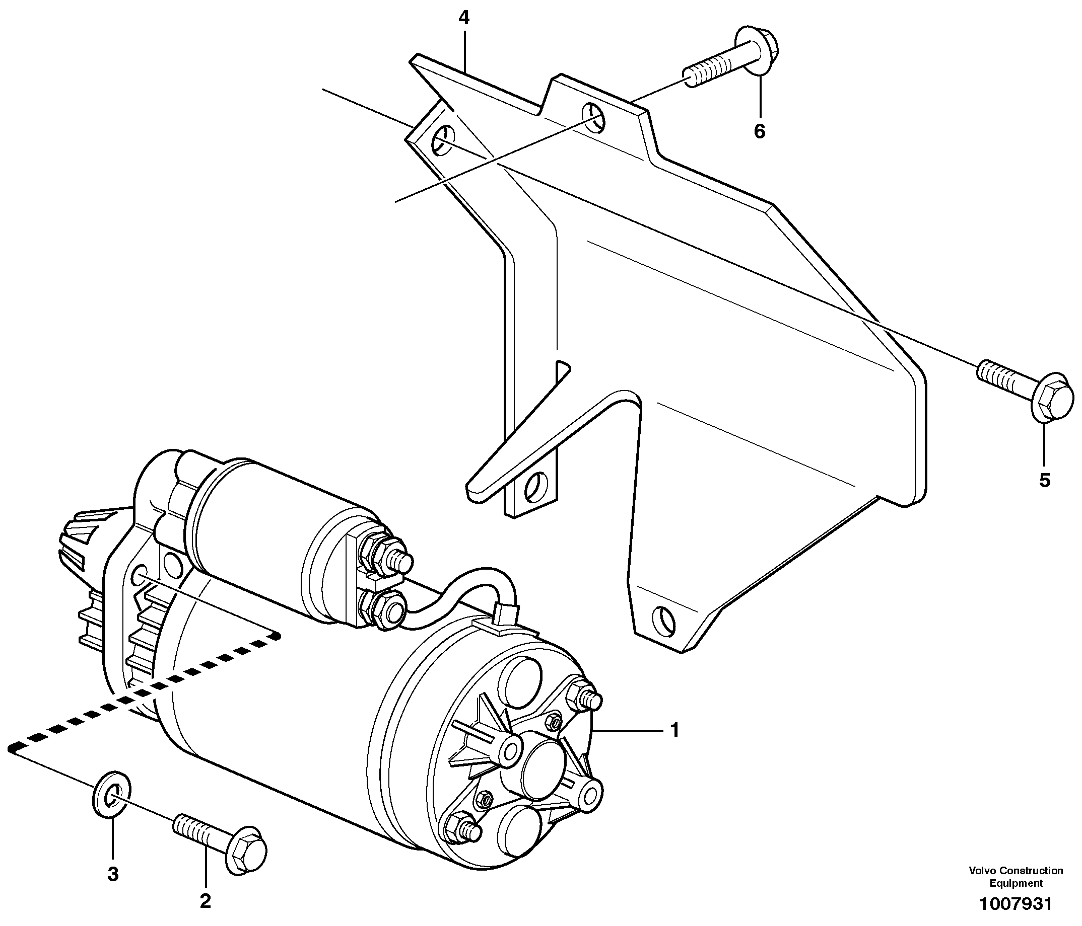 Схема запчастей Volvo EW140B - 87023 Starter motor with assembling details EW140B